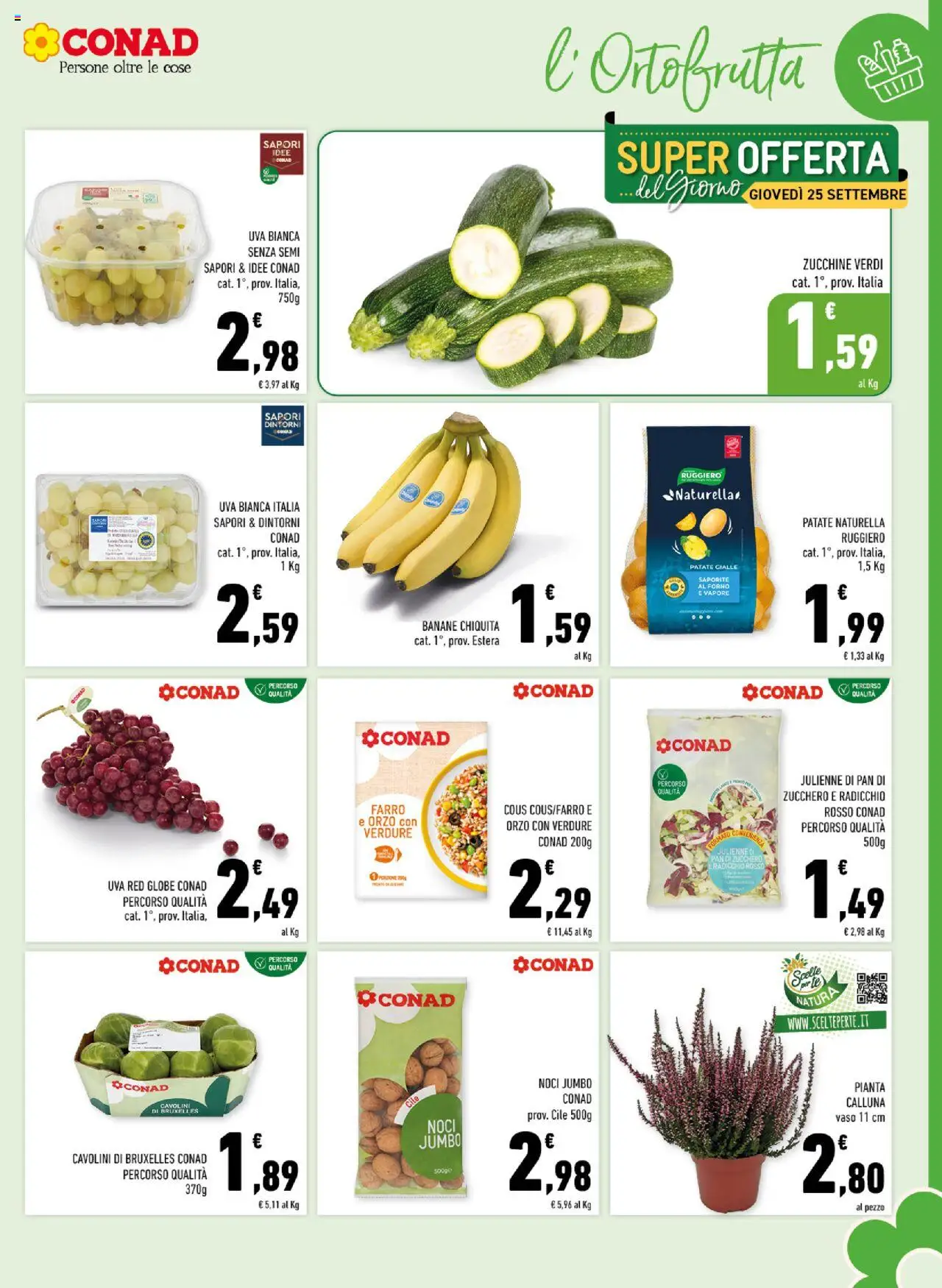 Volantino Conad del 24.09.2025 | Pagina: 5 | Prodotti: Banane, Patate, Noci, Vaso