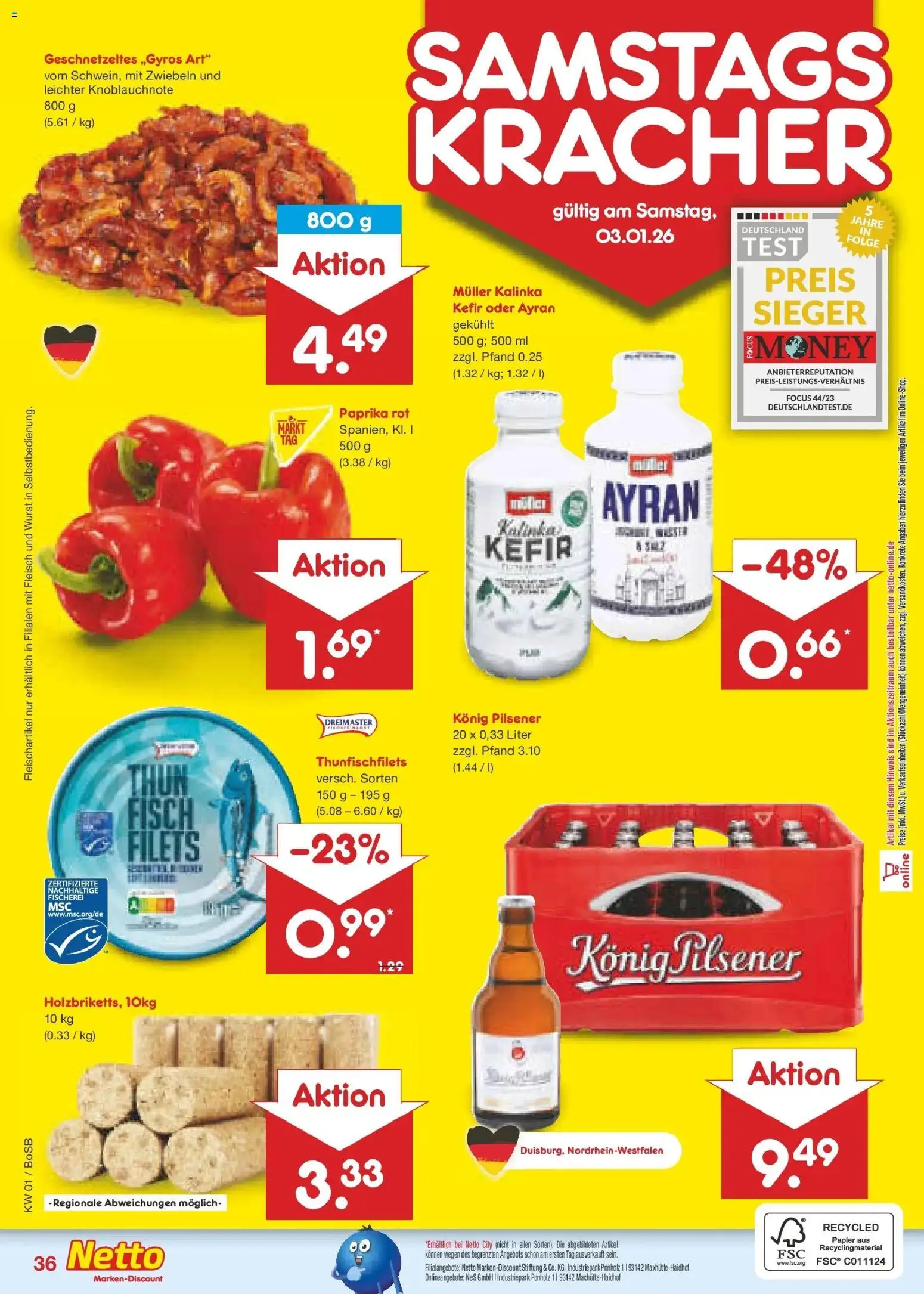 Netto Marken-Discount prospekt Stadtlohn	 – gültig ab 28.12.2025 | Seite: 50 | Produkte: Kefir, Fisch, Paprika, Wurst