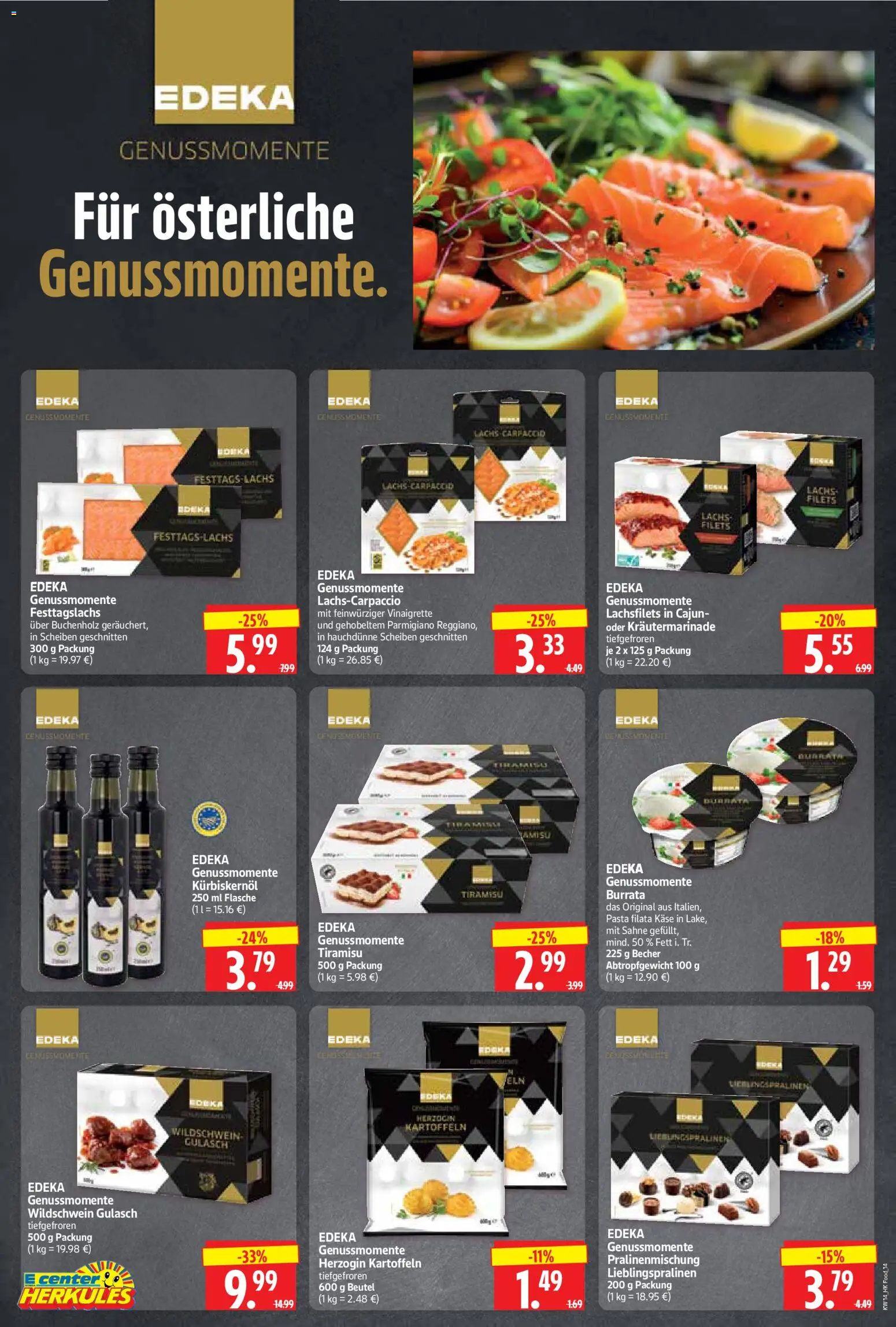 HERKULES Prospekt 	 – gültig ab 30.03.2026 | Seite: 14 | Produkte: Kürbiskernöl, Lachs, Burrata, Gulasch
