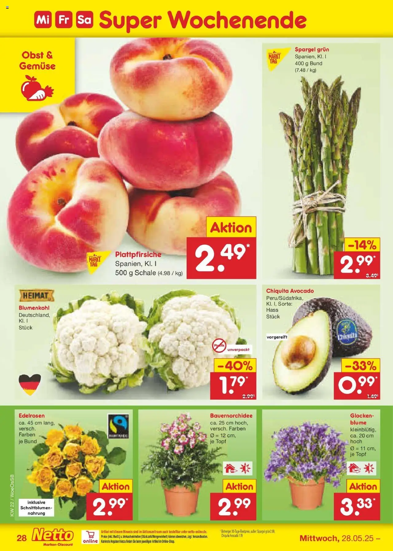 Netto Marken-Discount prospekt Gemmingen	 - gültig ab dem 26.05.2025 | Seite: 46 | Produkte: Spargel, Avocado, Obst, Blumenkohl