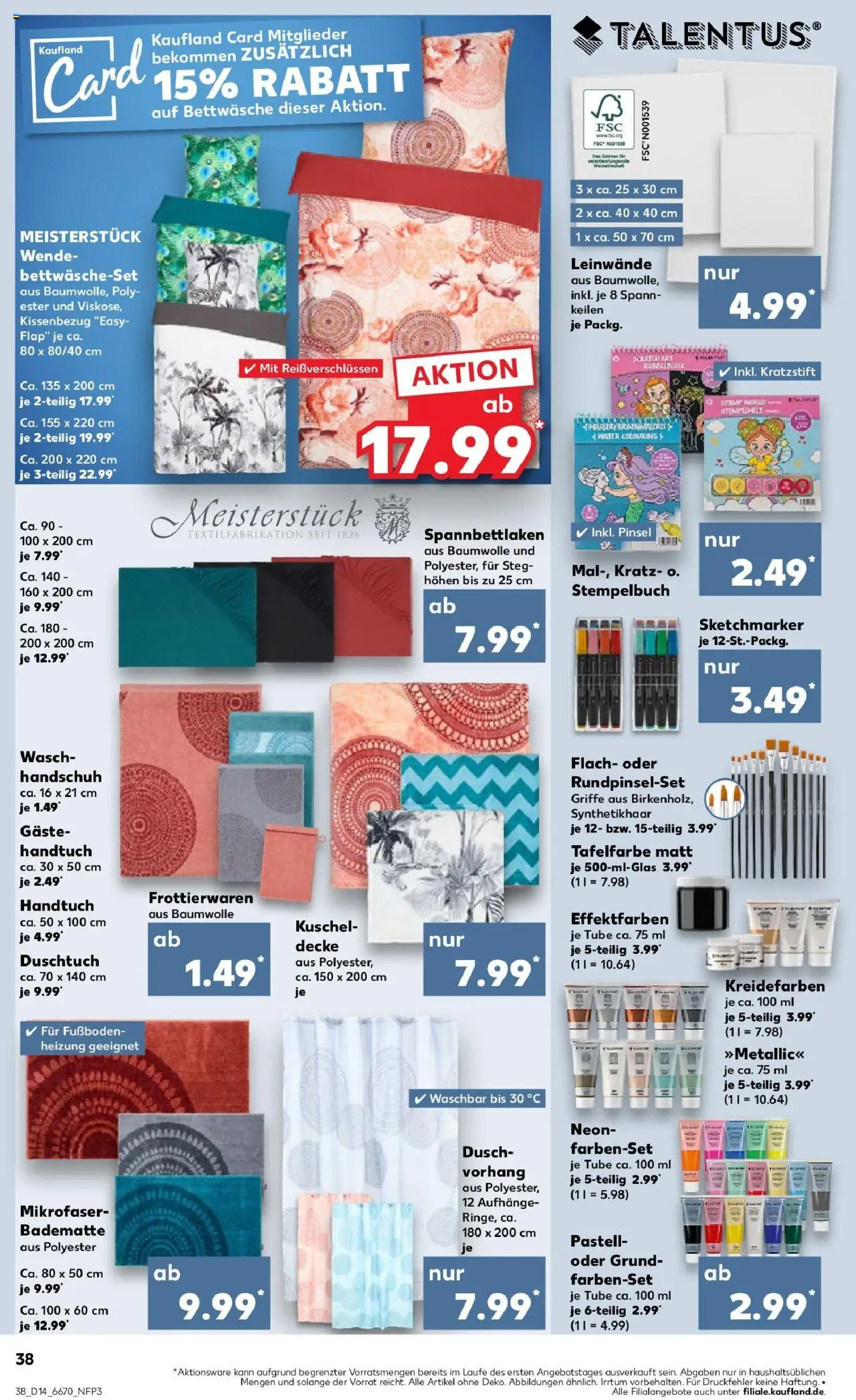 Kaufland - Nürnberg, Fürther Straße 187 - gültig ab dem 03.04.2025 | Seite: 38 | Produkte: Decke, Bettwäsche, Pinsel, Vorhang