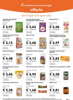 Volantino Natura Sì del 30.07.2025 | Pagina: 13 | Prodotti: Biscotti, Fiocchi, Olio di girasole, Farro