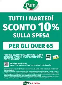 Anteprima del volantino PAM Sconto 10% Anziani Over 65 Martedì catalogo valido a partire dal 01.01.2026