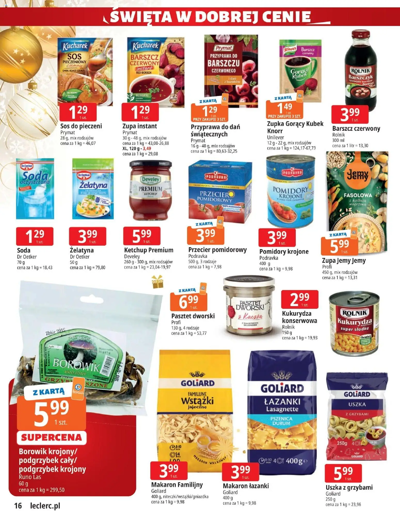 E.Leclerc Gazetka - Zielona Góra od 02.12.2025 | Strona: 16 | Produkty: Barszcz, Ketchup, Kukurydza, Makaron