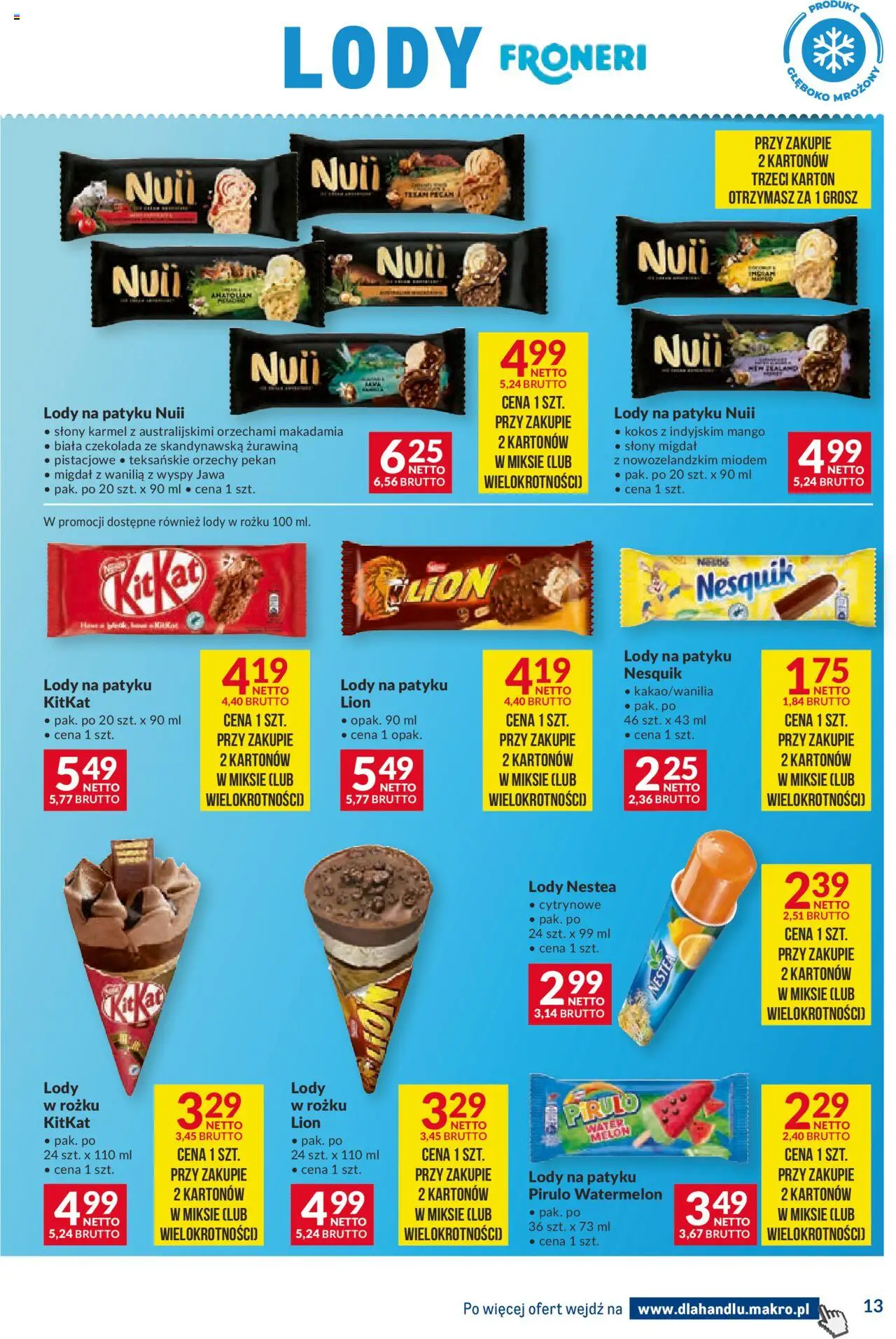 Makro Gazetka - Dystrybucja do sklepów od 16.09.2025 | Strona: 13 | Produkty: Lody na patyku, Czekolada, Orzechy, Lody