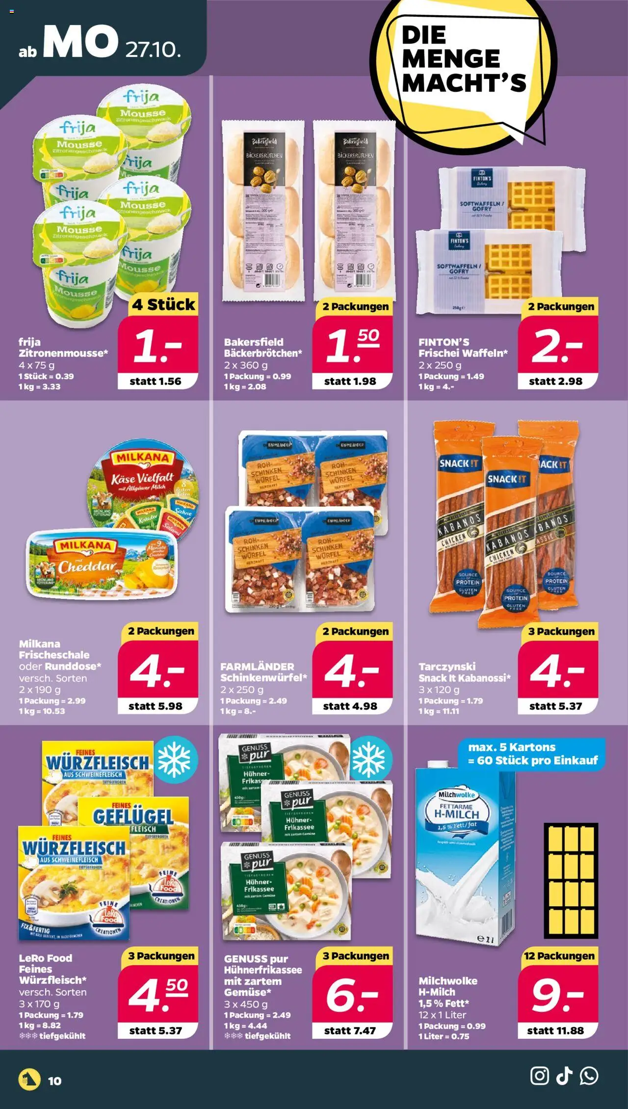Netto Prospekt 	 – gültig ab 27.10.2025 | Seite: 10 | Produkte: Milkana, Salami, Schinken, Sahne