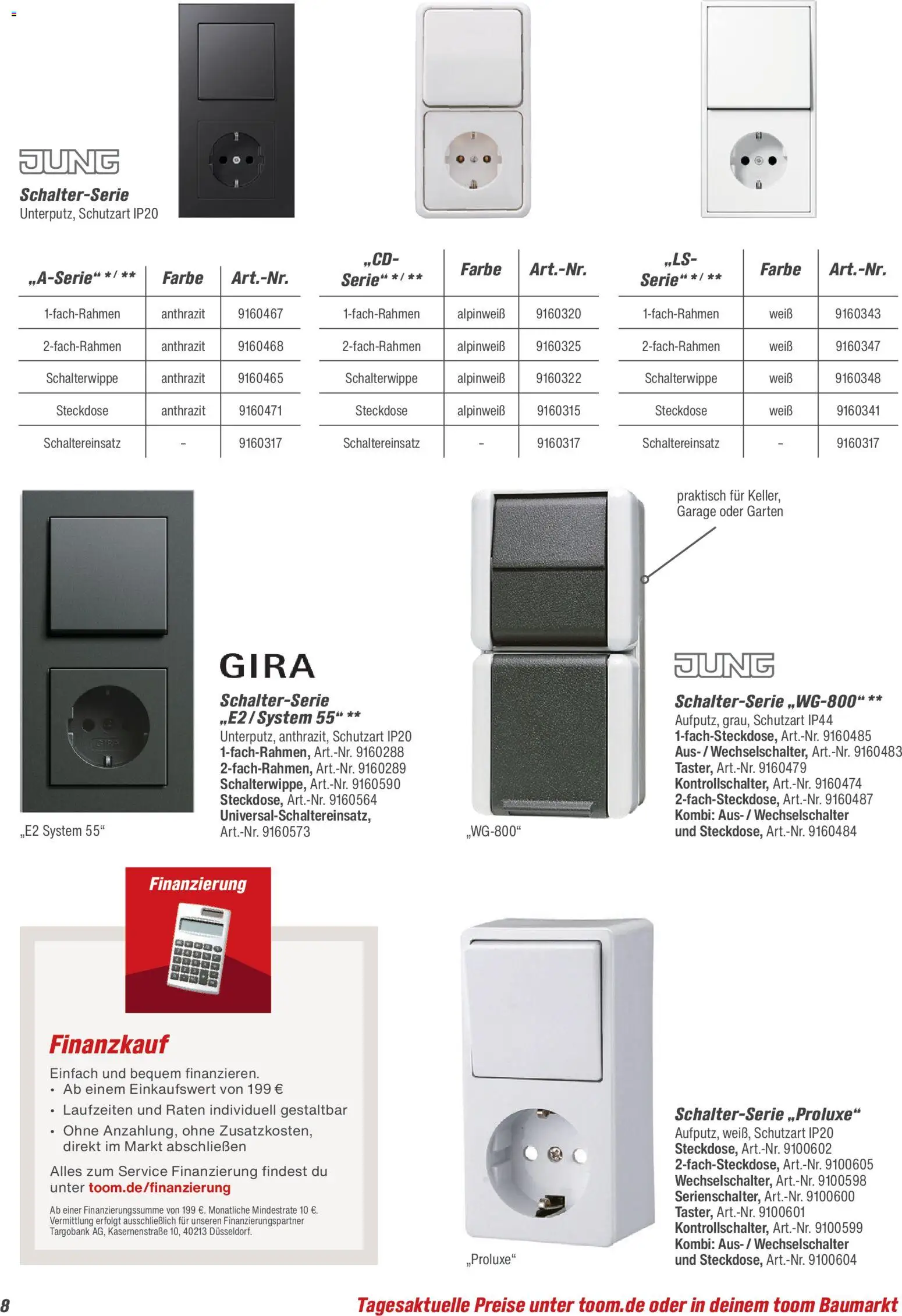 Toom Baumarkt Elektro-Installation 2026 – gültig ab 14.03.2026 | Seite: 8 | Produkte: Steckdose