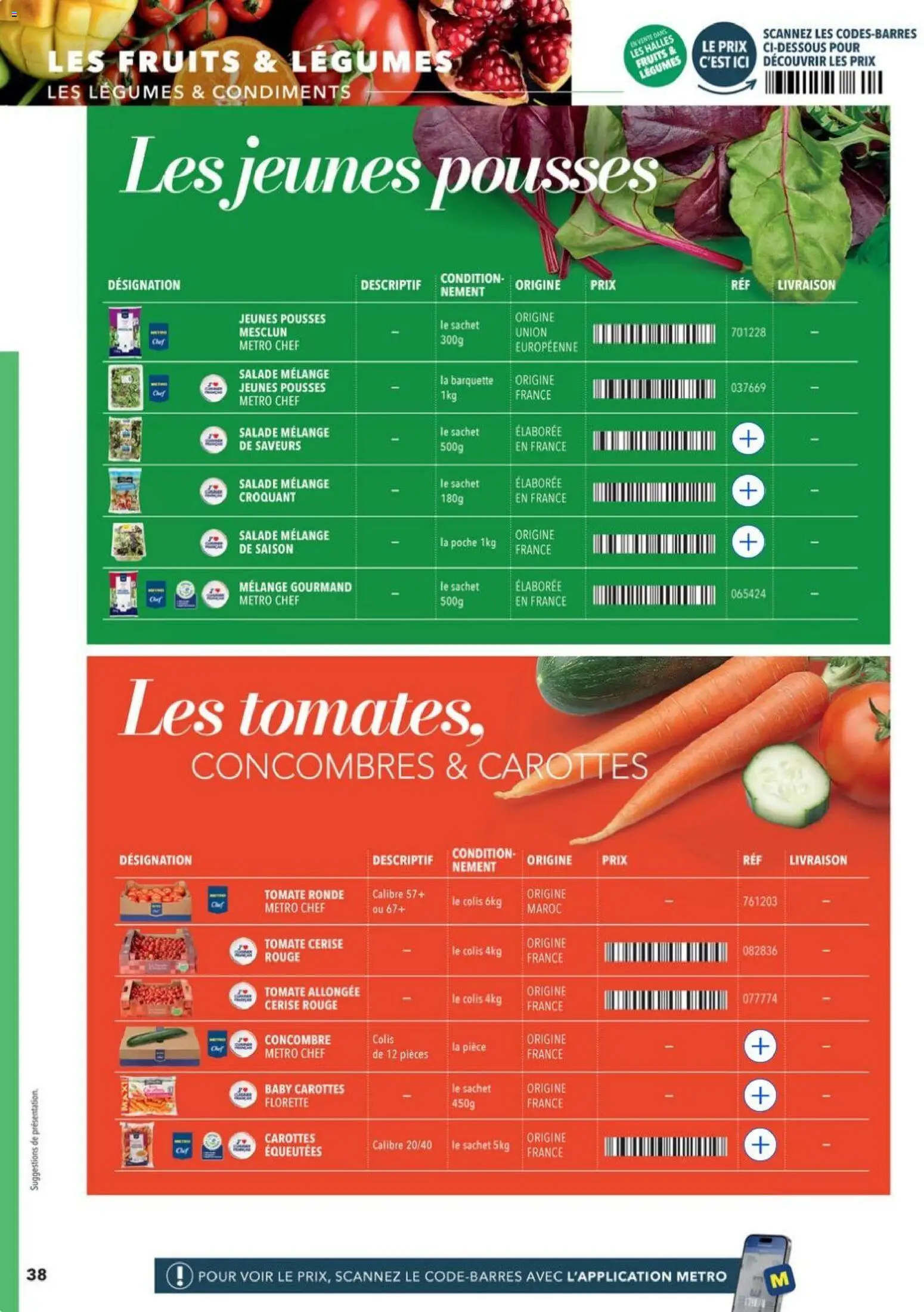 {H1} | Page: 38 | Produits: Carottes, Concombre, Tomate cerise, Concombres