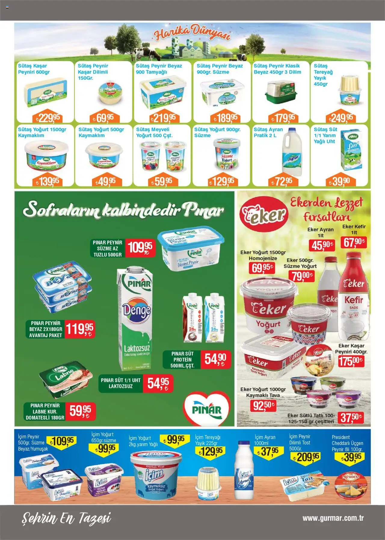 Gürmar - Katalog - 16.10.2025 tarihinden itibaren geçerlidir | Sayfa: 5 | Ürünler: Peynir, Yoğurt, Şeker, Süzme peynir