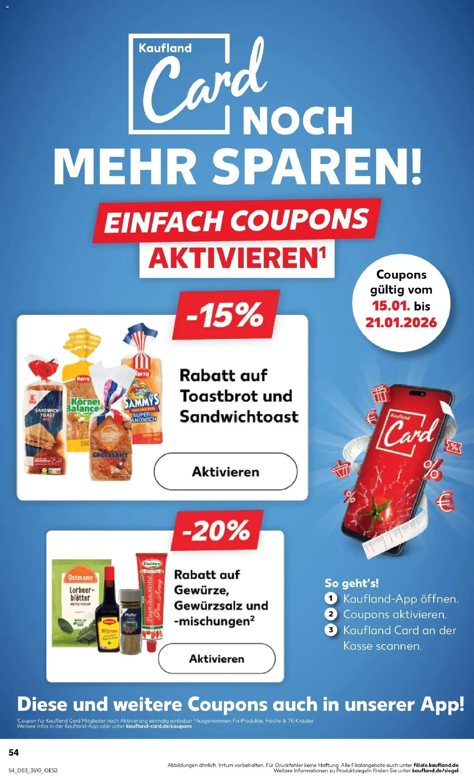 Kaufland prospekt Ahrensfelde	 – gültig ab 15.01.2026 | Seite: 54 | Produkte: Toastbrot, Croissant, Paprika, Pfeffer