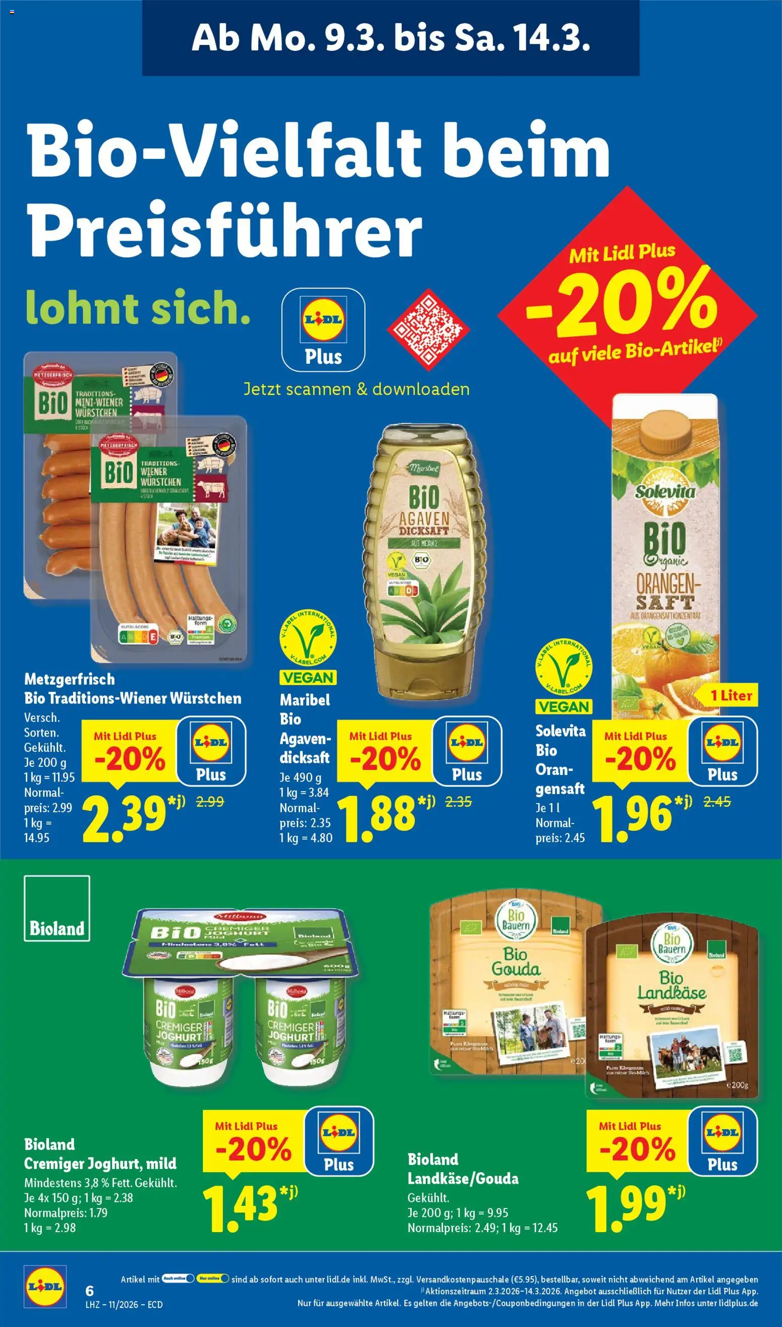 Lidl - Prospekt – gültig ab 09.03.2026 | Seite: 14 | Produkte: Joghurt, Gouda, Orangen, Saft