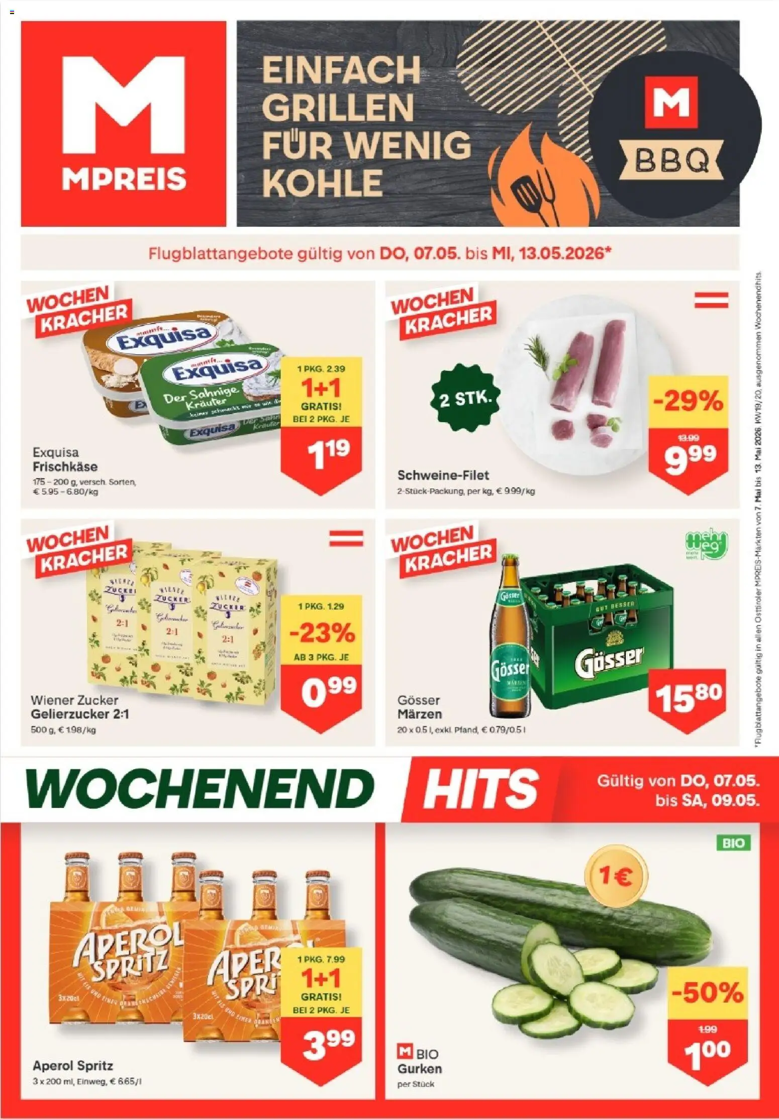 MPREIS Anras gültig ab 07.05.2026 | Seite: 1 | Produkte: Gurken, Eis, Zucker
