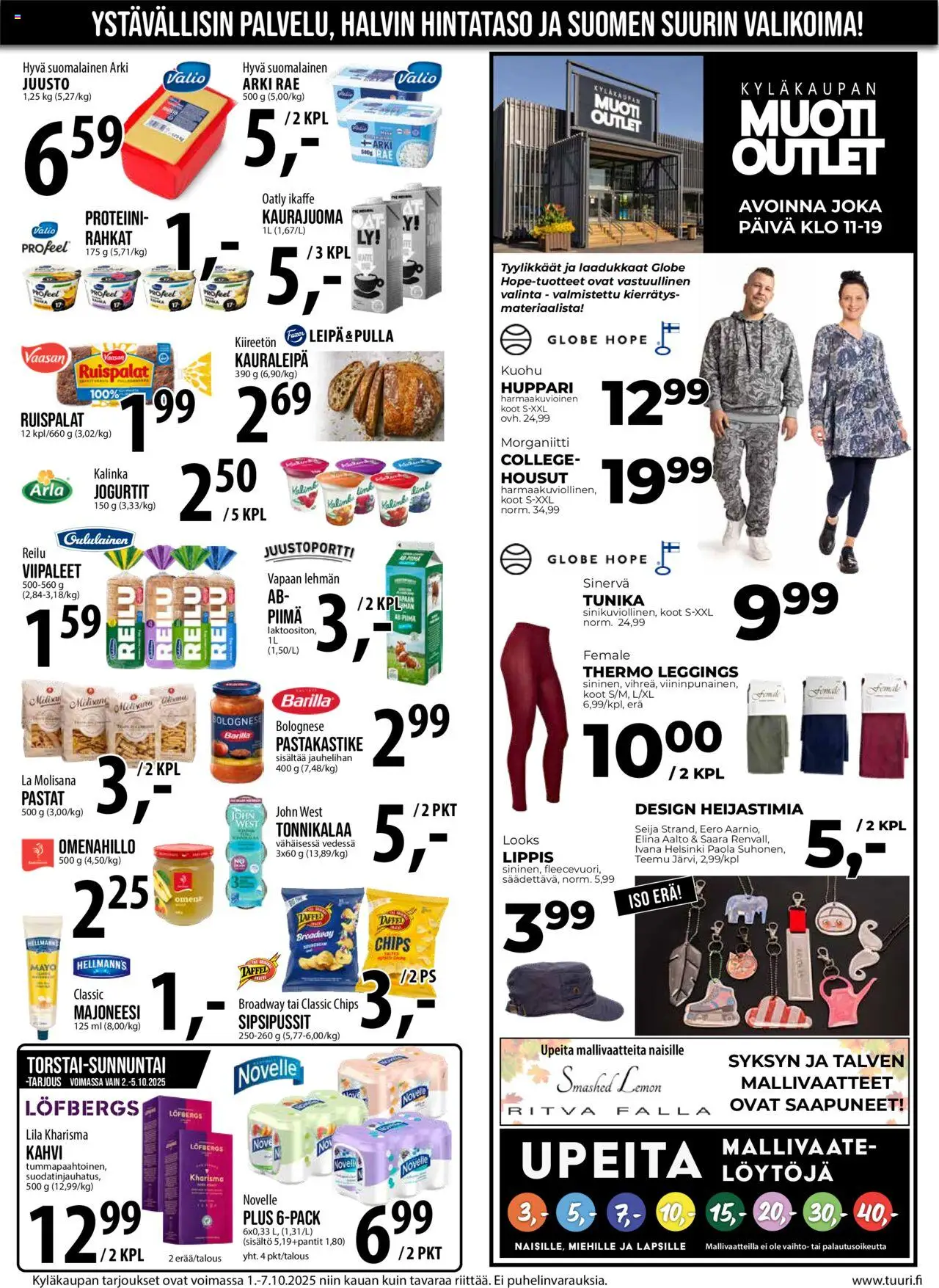 Tuuri tarjoukset – voimassa 01.10.2025 alkaen | Sivu: 7 | Tuotteet: Pastakastike, Kaurajuoma, Huppari, Tunika