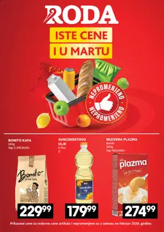 Roda katalog Iste cene i u martu - pregled Roda kataloga - važi od 26.03.2026