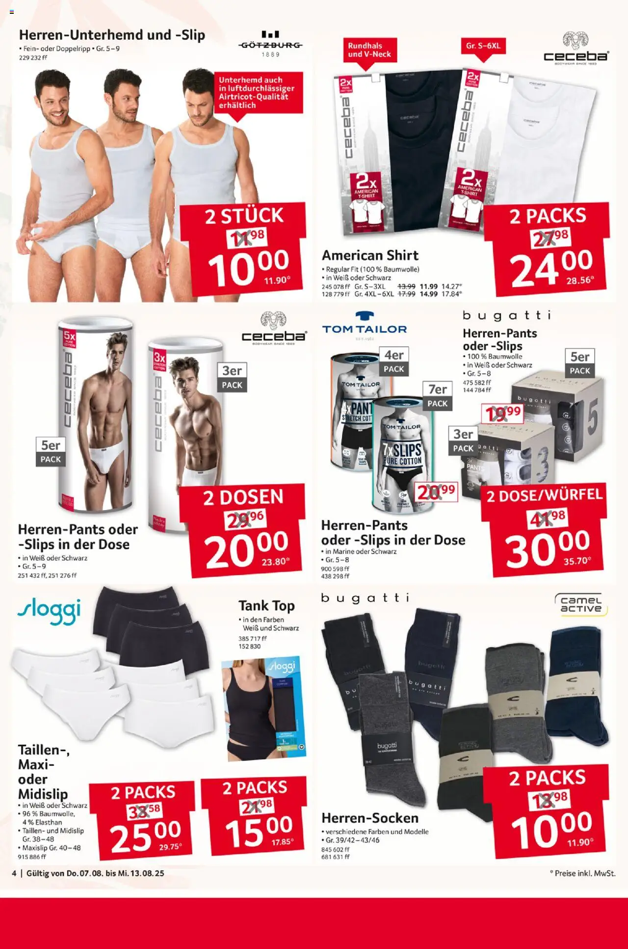 Selgros  Non Food - gültig ab dem 07.08.2025 | Seite: 4 | Produkte: Shirt, Top, Unterhemd, Slip