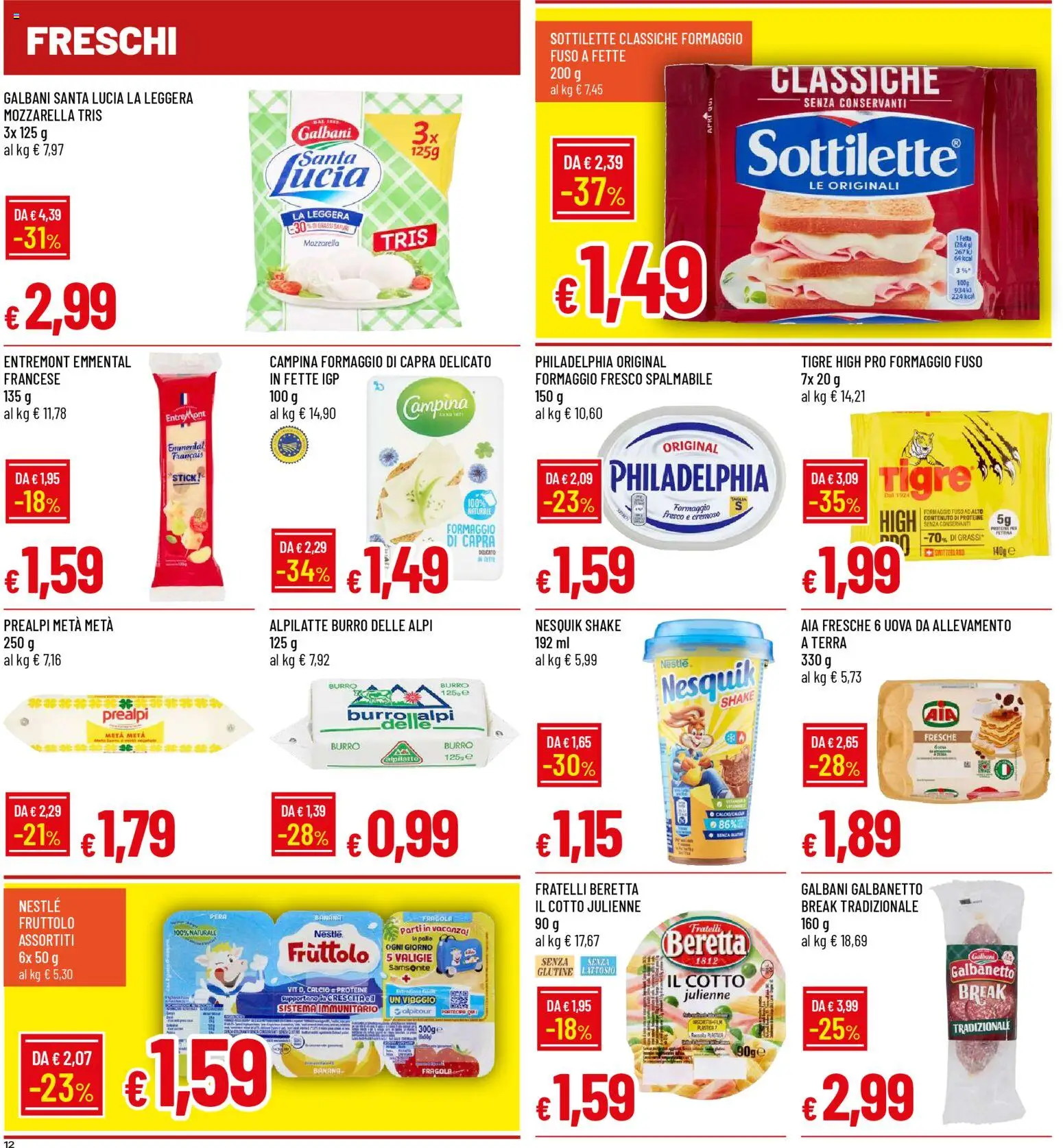 Volantino Galassia del 23.04.2026 | Pagina: 12 | Prodotti: Fragole, Formaggio, Burro, Emmental
