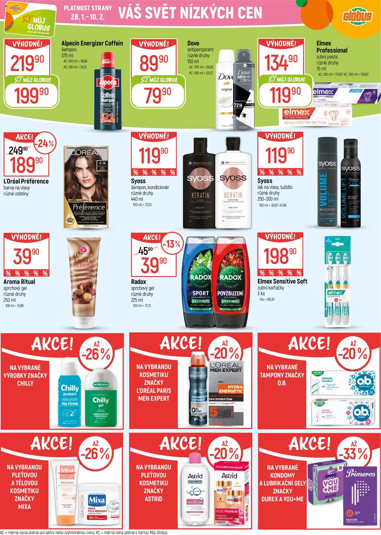 Globus leták - Praha Čakovice od 28.01.2026 | Strana: 25 | Produkty: Antiperspirant, Zubní pasta, Kondicionér, Tužidlo