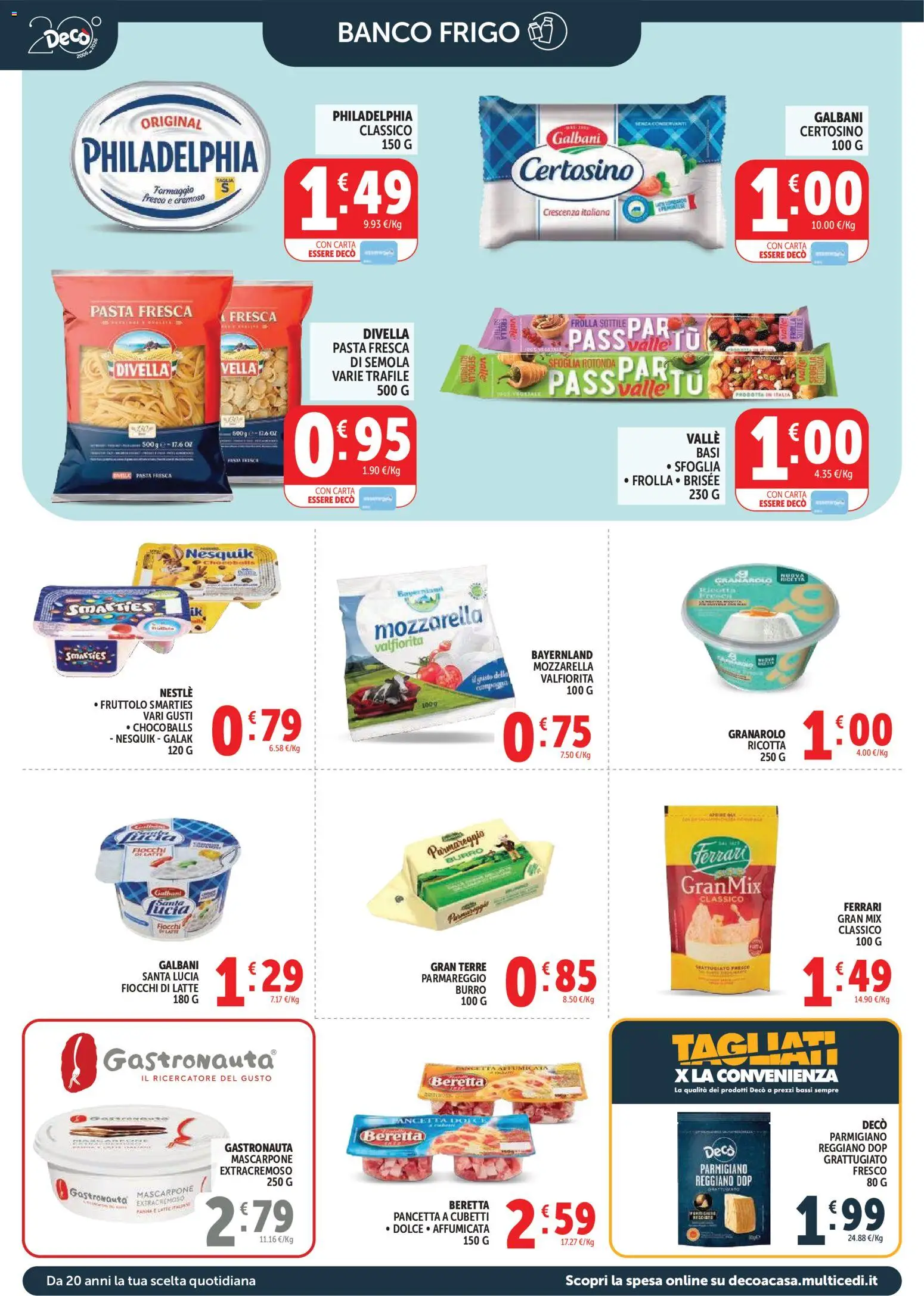 Volantino Decò del 17.03.2026 | Pagina: 8 | Prodotti: Fiocchi di latte, Mozzarella, Mascarpone, Parmigiano