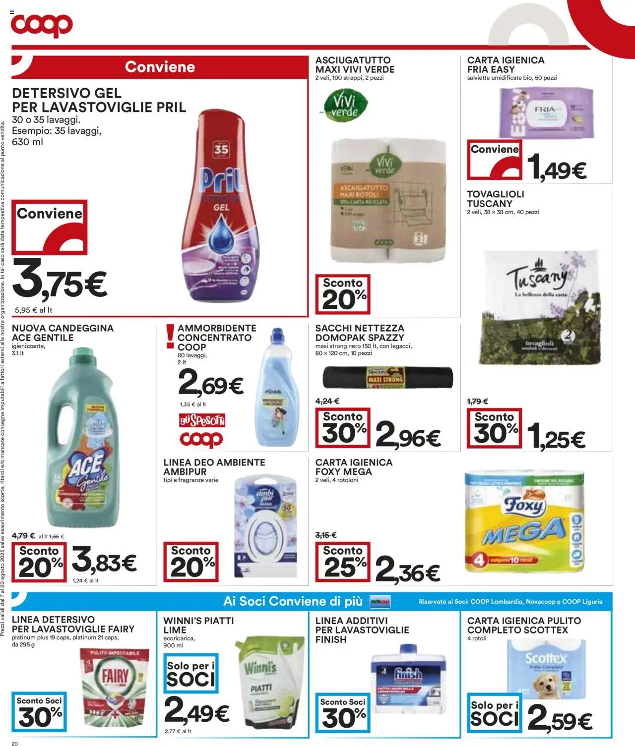Volantino COOP del 07.08.2025 | Pagina: 20 | Prodotti: Lime, Lavastoviglie, Data, Asciugatutto