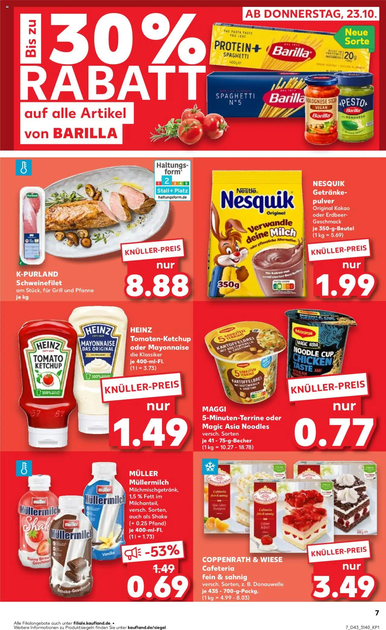 Kaufland prospekt Leipzig	 – gültig ab 23.10.2025 | Seite: 7 | Produkte: Barilla, Barilla pesto, Mayonnaise, Müllermilch