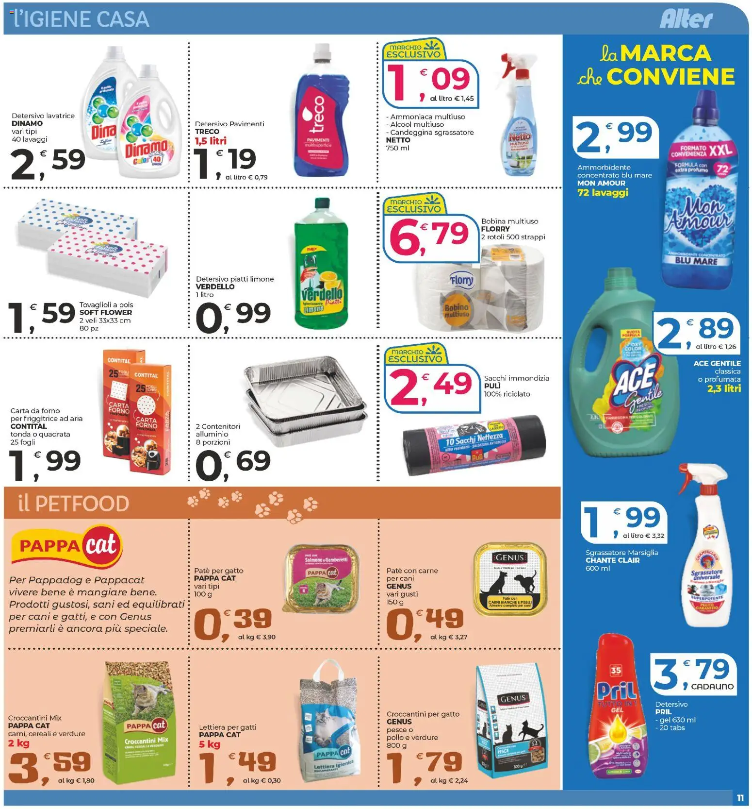 Volantino Alter Discount del 14.11.2025 | Pagina: 11 | Prodotti: Lettiera per gatti, Pesce, Sgrassatore, Profumo