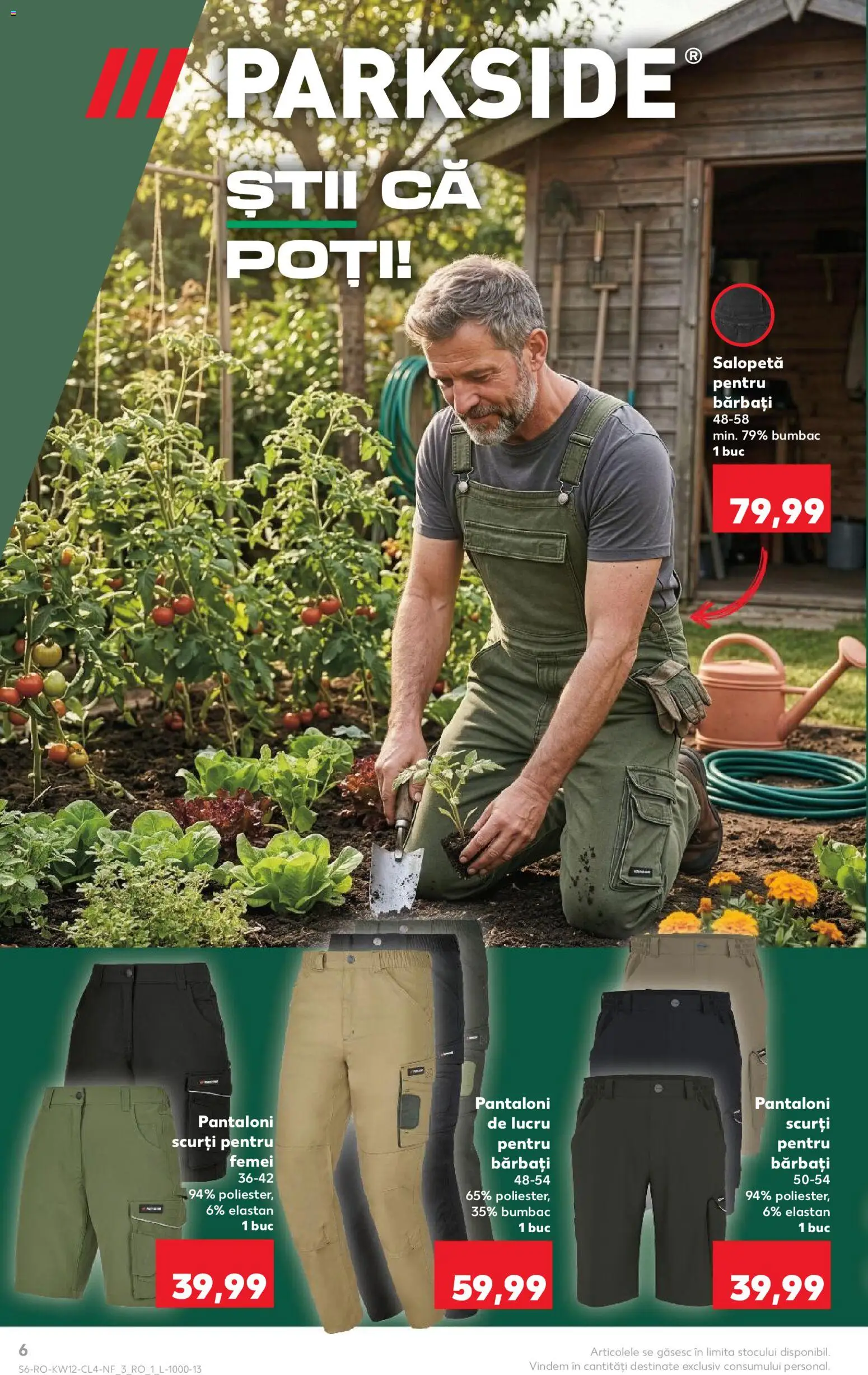 Noul catalog Kaufland – valabil de la 18.03.2026 | Pagină: 6 | Produse: Pantaloni, Salopetă, Pantaloni scurți