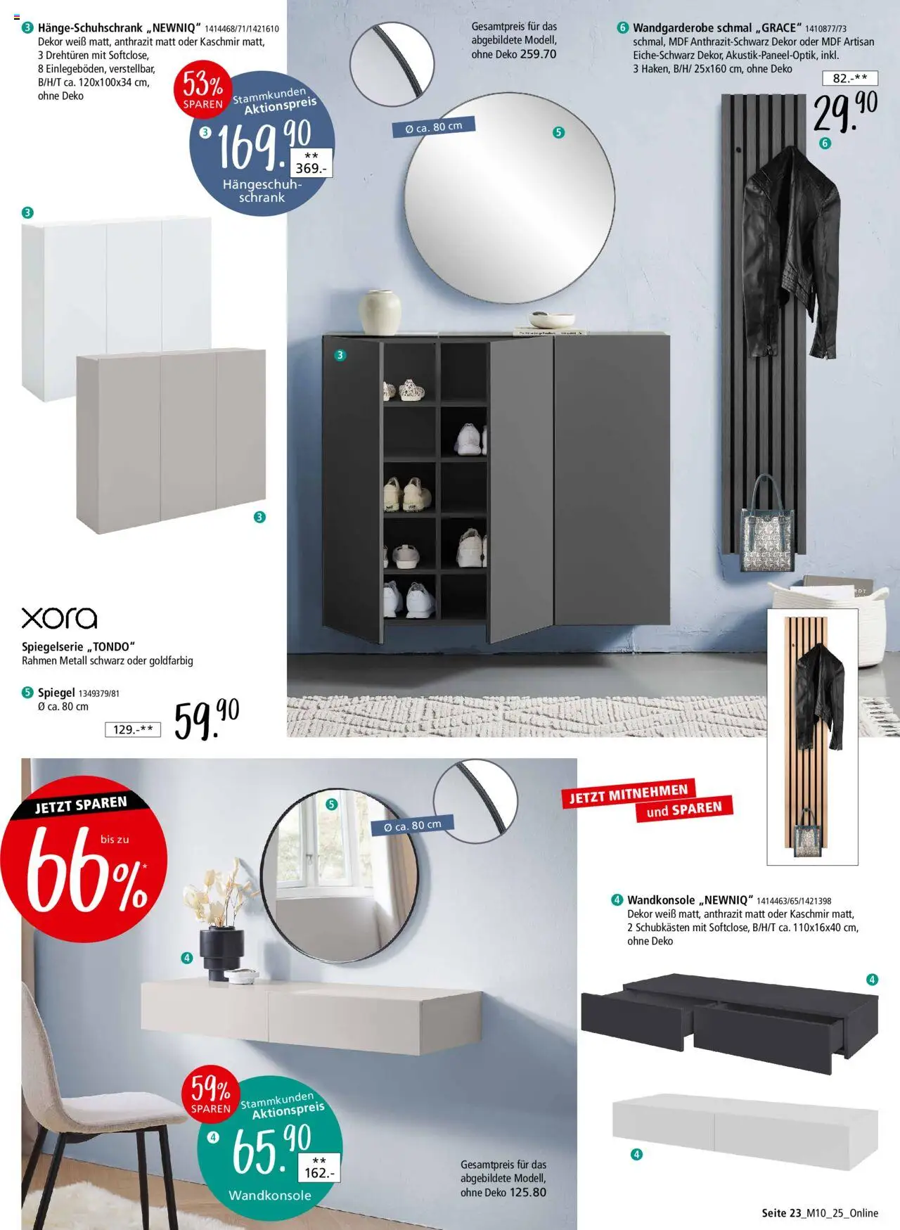 Zurbrüggen - Junges Wohnen - gültig ab dem 09.08.2025 | Seite: 23 | Produkte: Schrank, Spiegel, Wandgarderobe