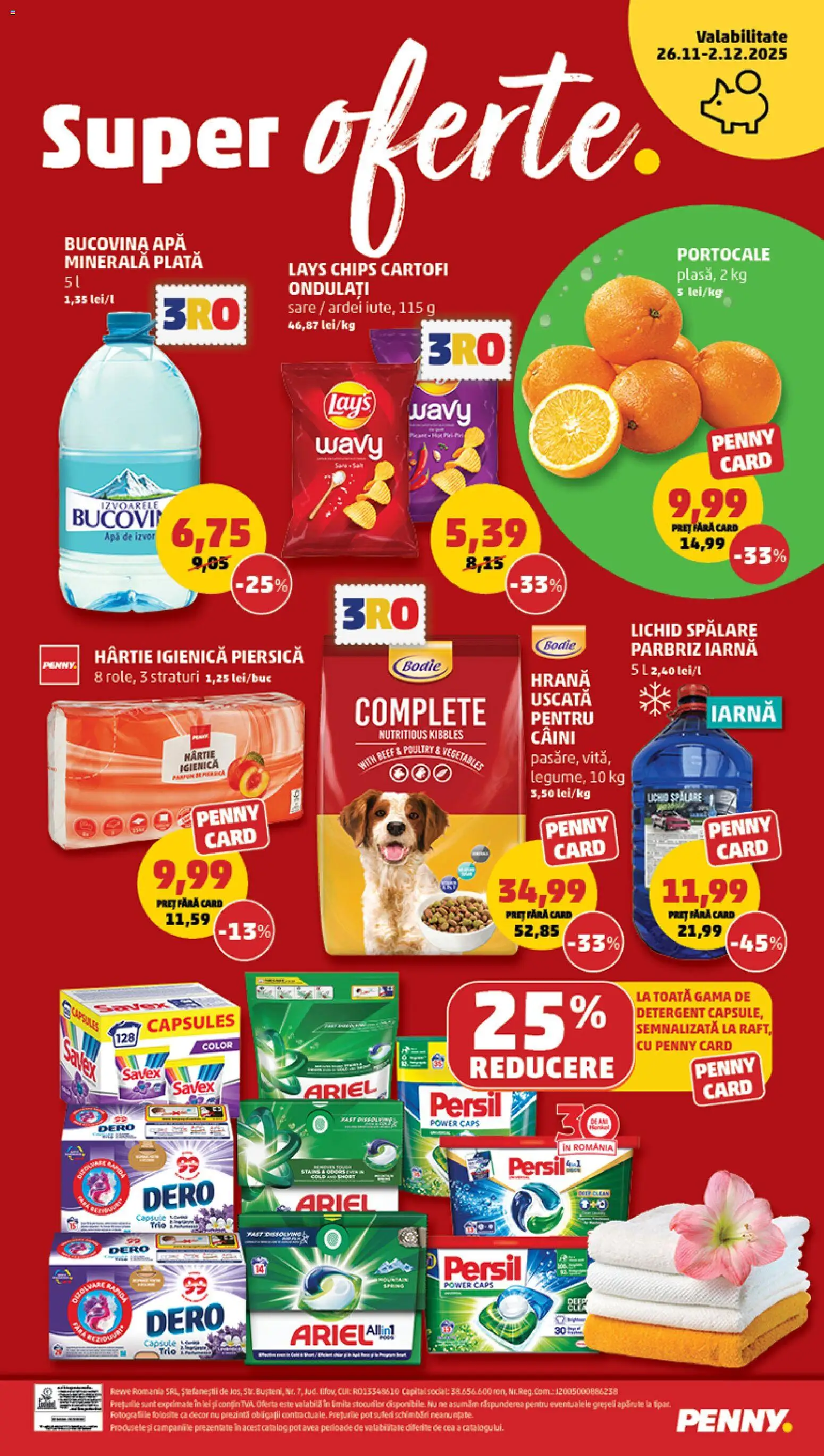 Noul catalog PENNY – valabil de la 26.11.2025 | Pagină: 28 | Produse: Detergent, Cartofi, Apă, Sare