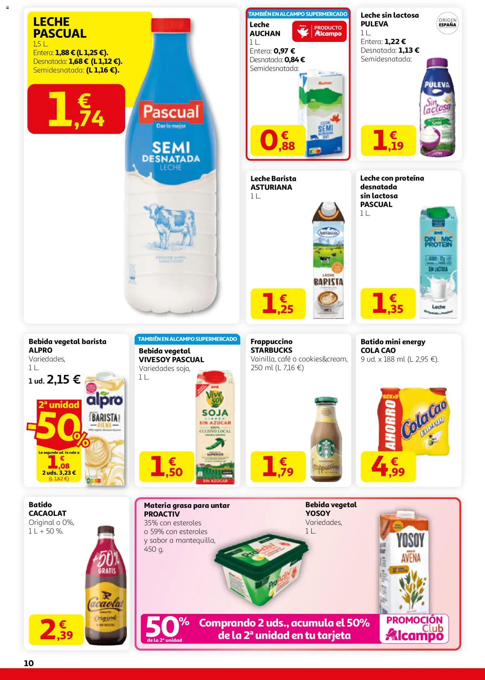 Alcampo -  HG Madrid Unificado │ válido desde el 12.02.2026 | Página: 10 | Productos: Leche sin lactosa, Leche, Café, Té