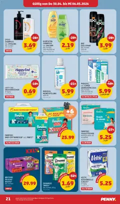 Penny Markt - Flugblatt ab 30.04.2026 gültig | Seite: 21 | Produkte: Pampers, Shampoo, Spülung