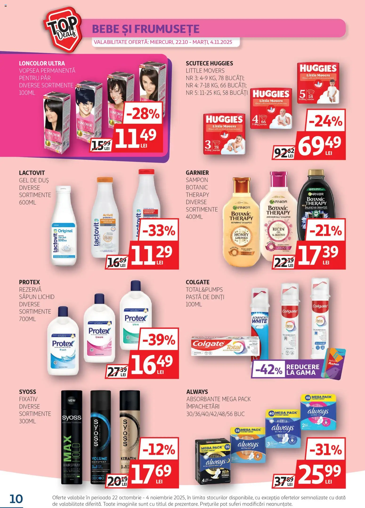 Noul catalog Auchan – valabil de la 22.10.2025 | Pagină: 10 | Produse: Vopsea, Absorbante, Scutece, Propolis