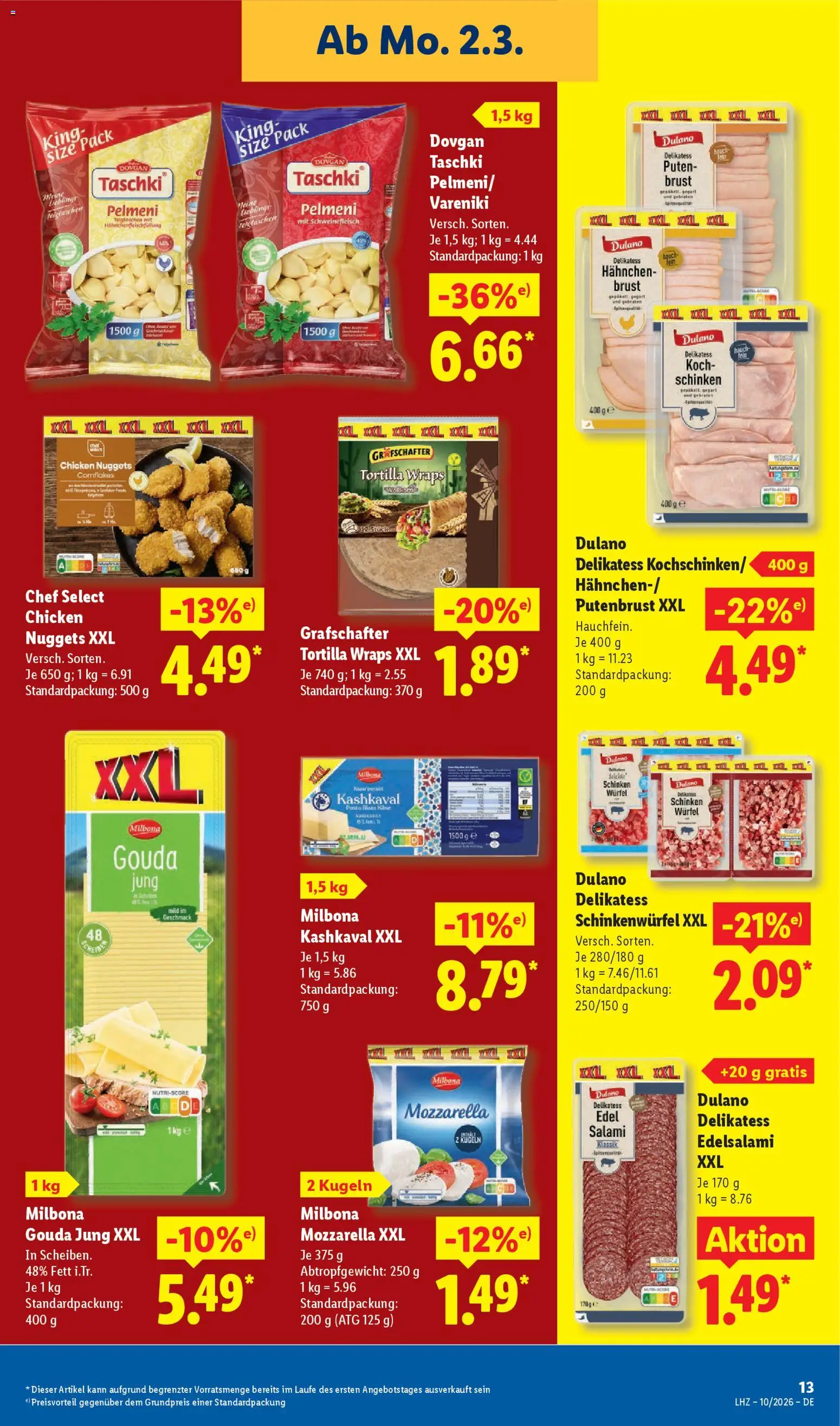 Lidl Prospekt Marne – gültig ab 02.03.2026 | Seite: 27 | Produkte: Gouda, Salami, Schinken, Schweinefleisch