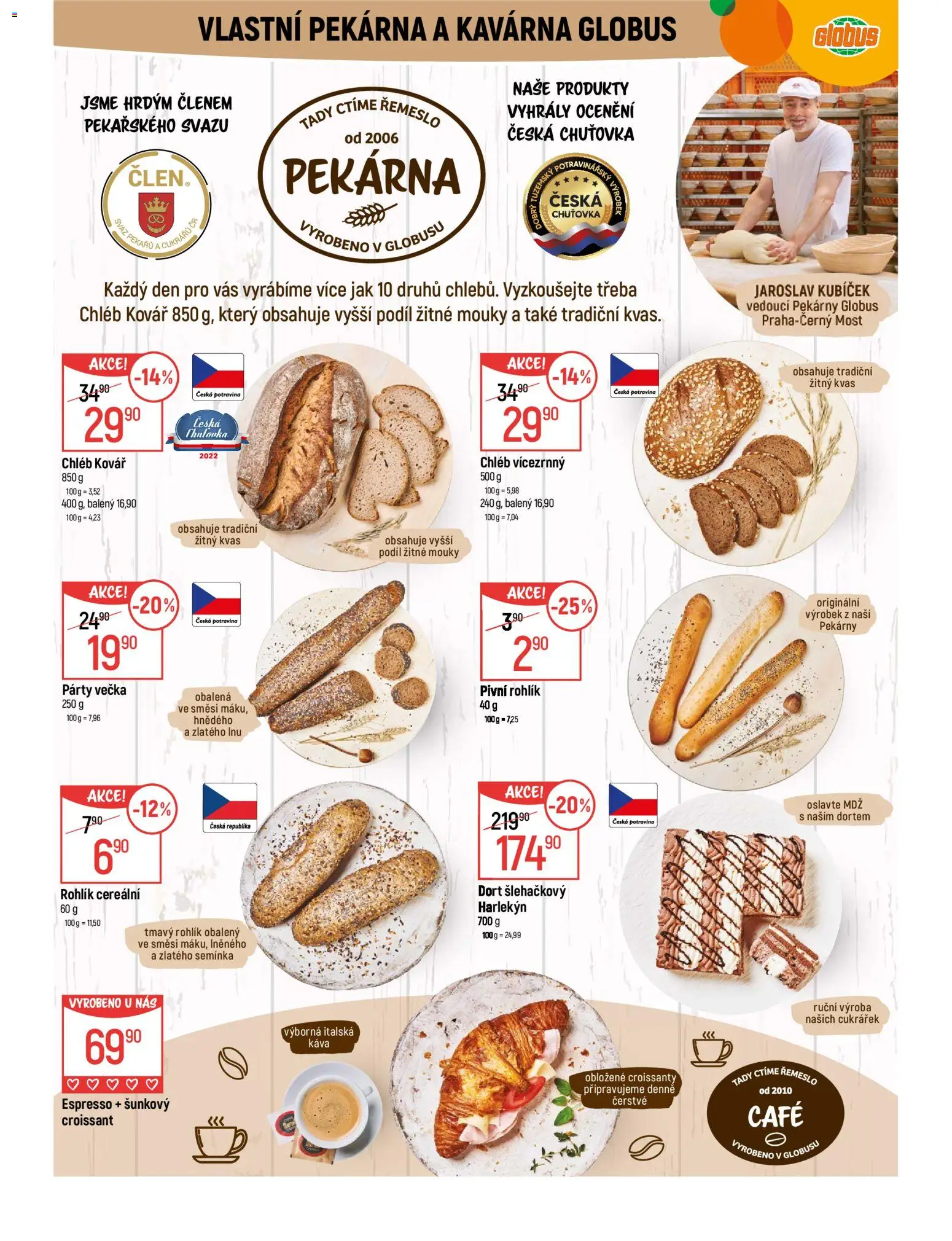 Globus leták - Praha Černý Most od 04.03.2026 | Strana: 6 | Produkty: Globus, Chléb, Rohlík, Dort