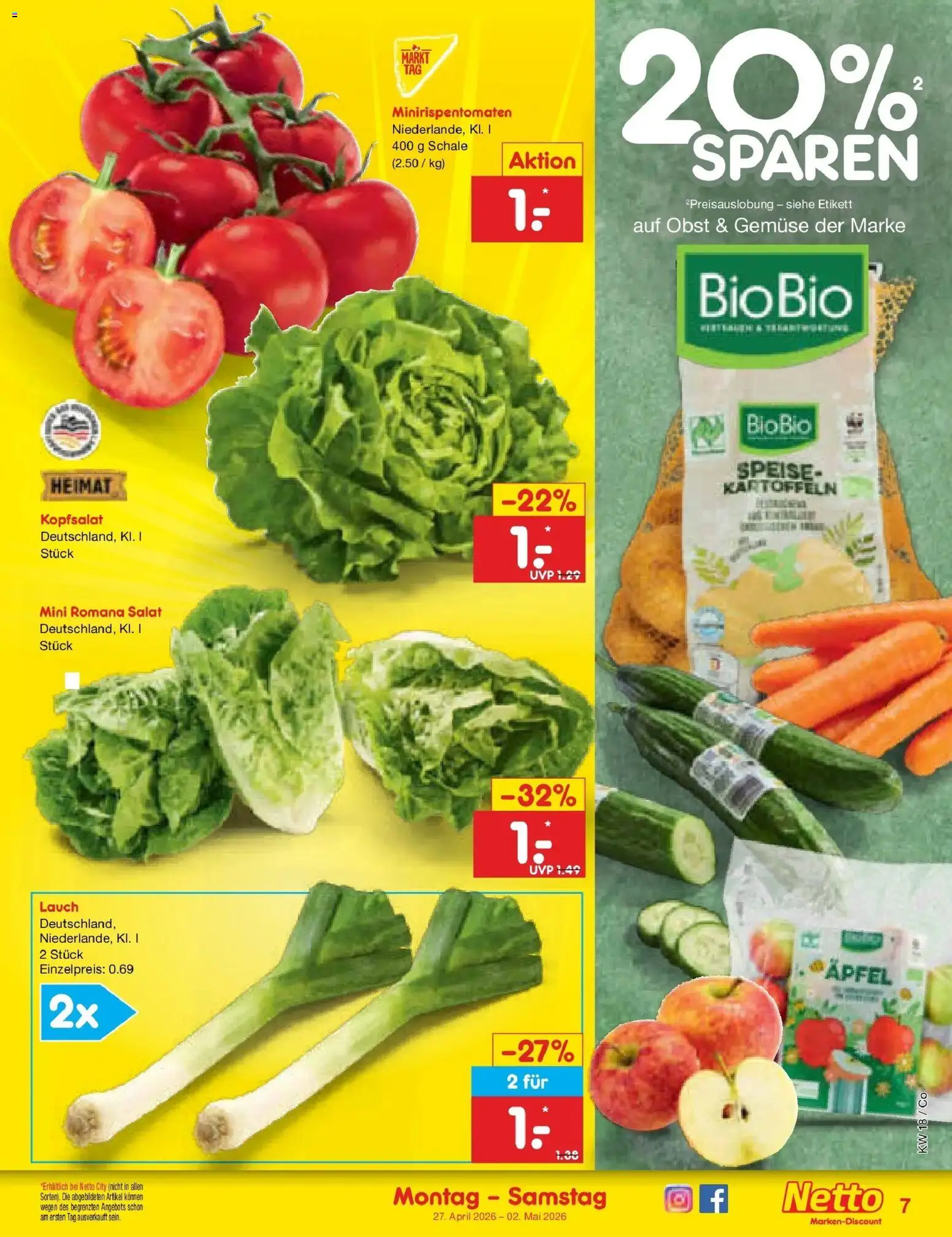 Netto Marken-Discount Prospekt Delitzsch	 – gültig ab 27.04.2026 | Seite: 9 | Produkte: Kartoffeln, Gemüse, Obst, Salat