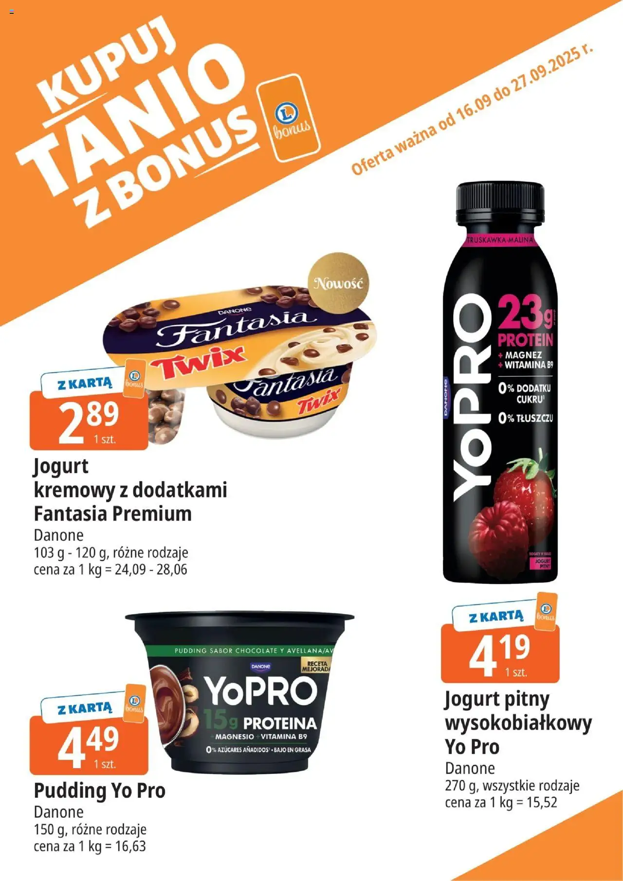 E.Leclerc Gazetka - Elbląg kupony dodatkowe od 16.09.2025 | Strona: 7 | Produkty: Karta, Jogurt pitny, Jogurt, Jogurt kremowy