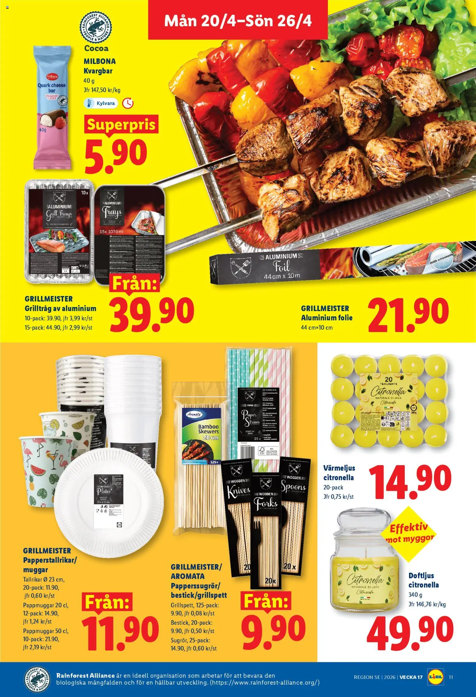 Lidl reklamblad aktuell från 20.04.2026 | Sida: 12 | Produkter: Grill, Värmeljus, Frys