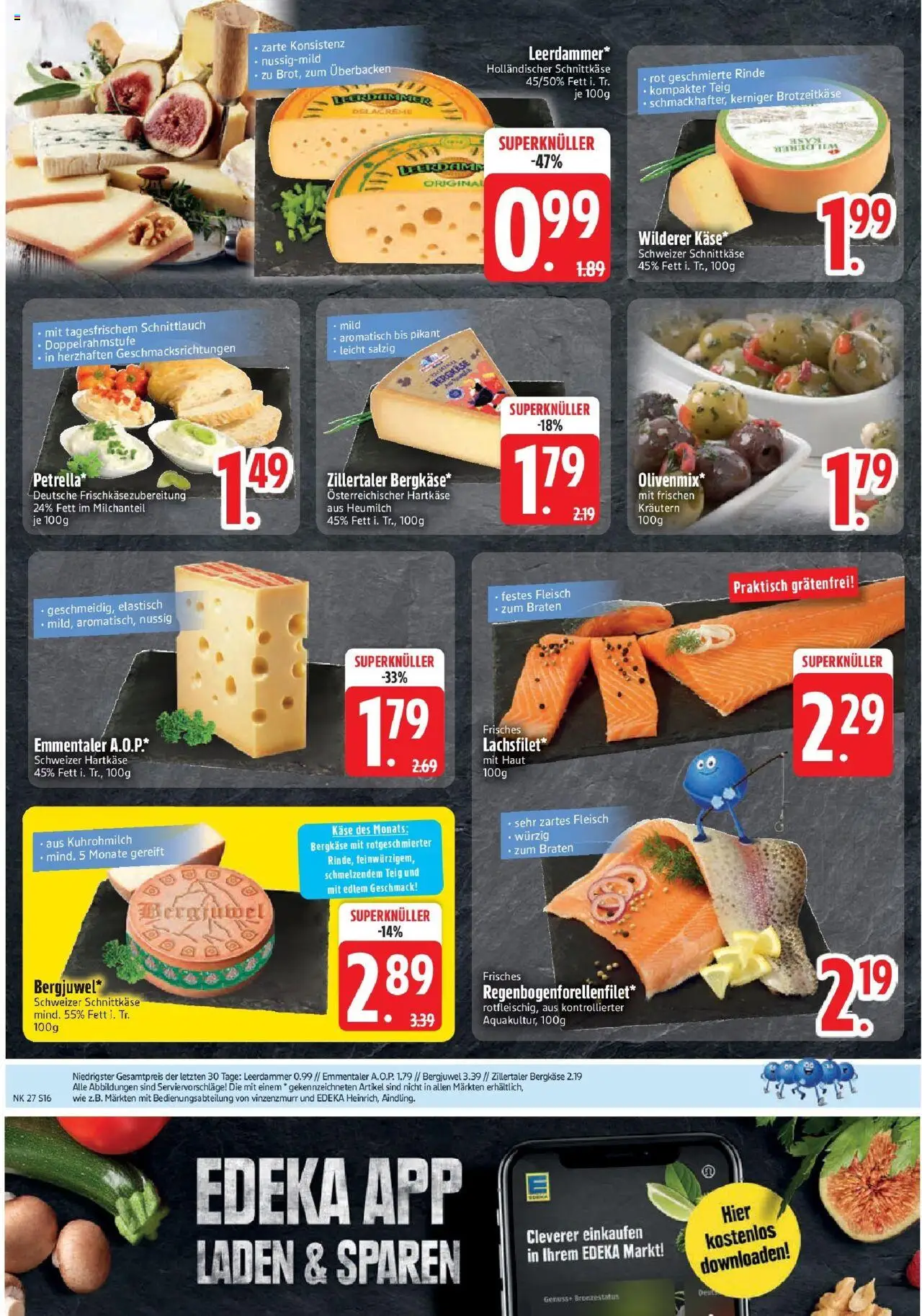 Edeka prospekt Murnau	 - gültig ab dem 29.06.2025 | Seite: 16 | Produkte: Käse, Leerdammer, Fleisch