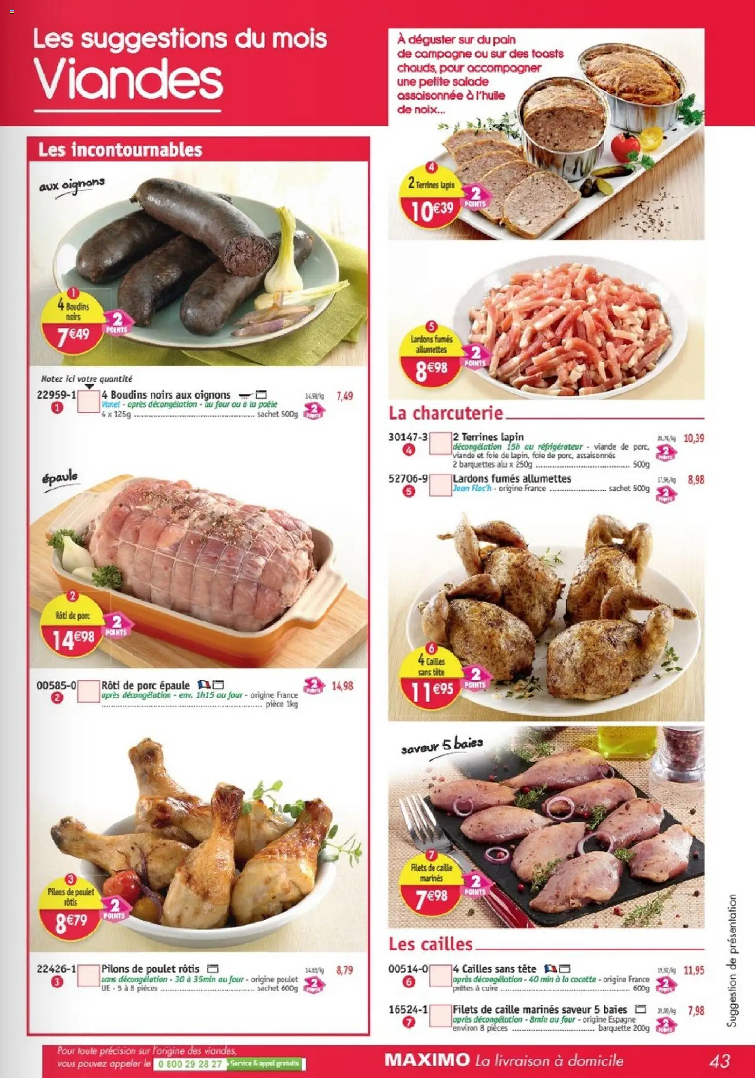 {H1} | Page: 43 | Produits: Réfrigérateur, Four, Cailles, Oignons