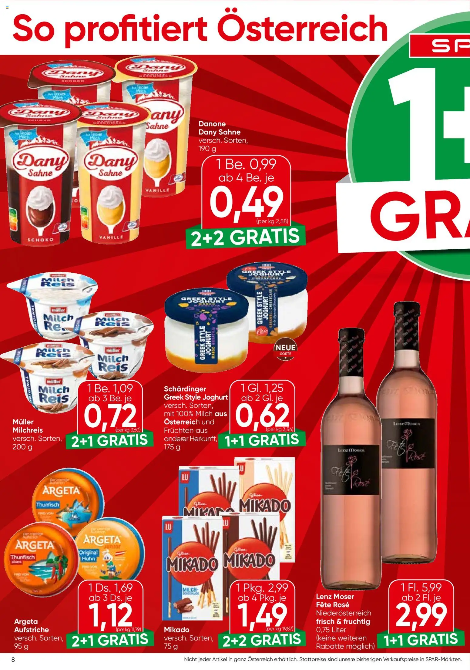 Spar Flugblatt - Steiermark gültig ab 23.04.2026 | Seite: 8 | Produkte: Sahne, Milch, Joghurt, Reis