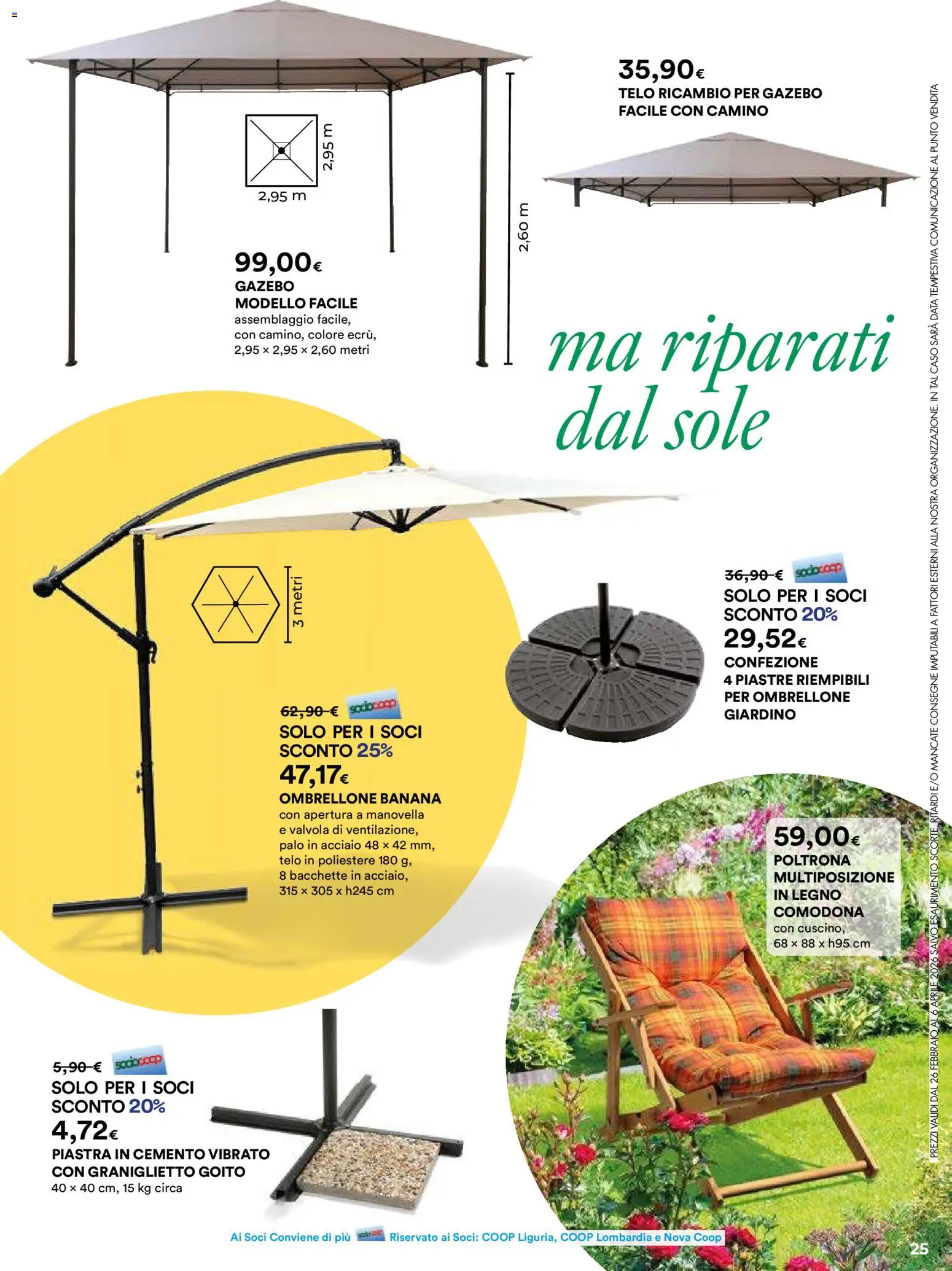 Volantino Ipercoop del 26.02.2026 | Pagina: 25 | Prodotti: Ombrellone, Gazebo, Data, Poltrona
