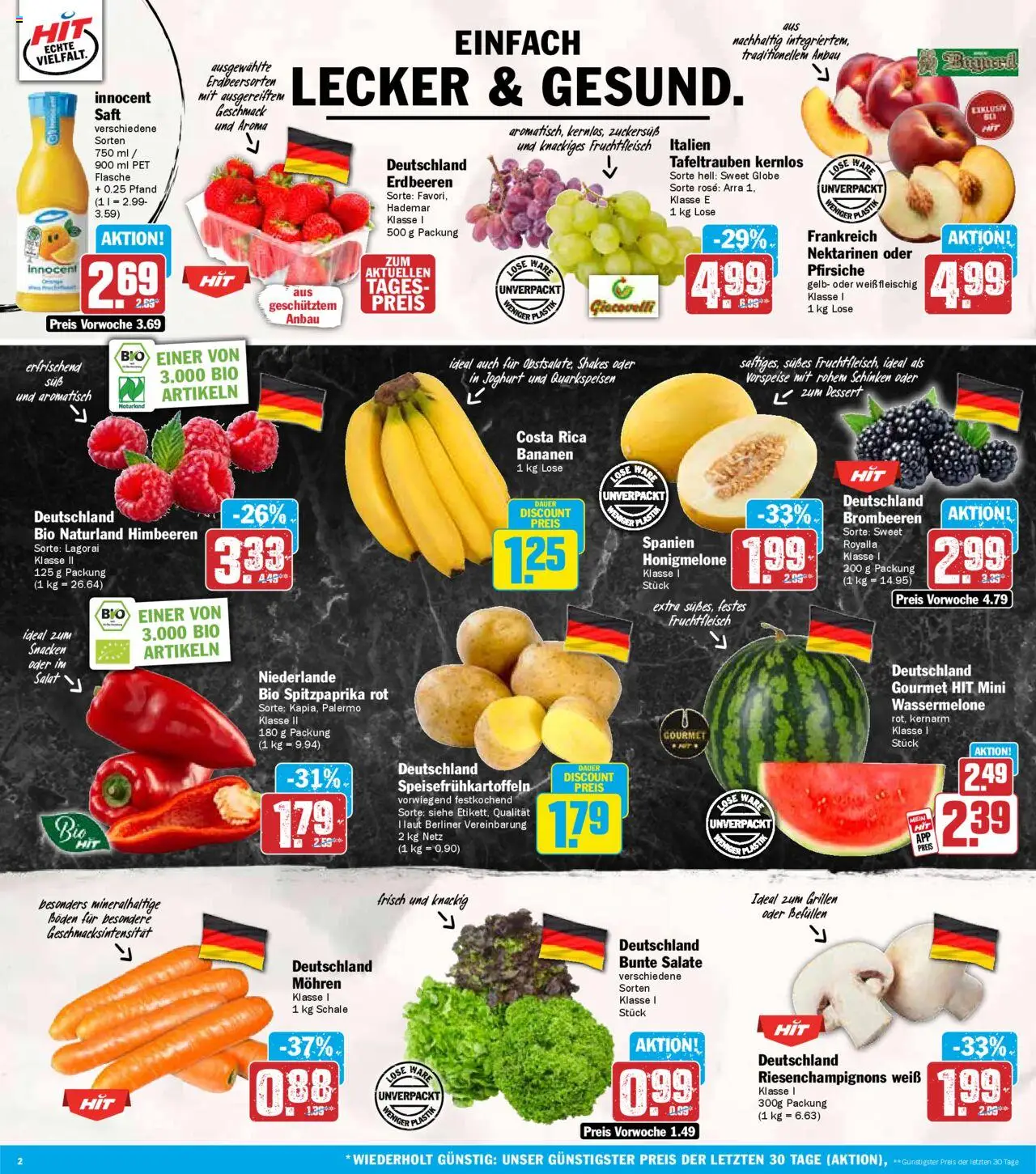 HIT - Rhineland-Palatinate - gültig ab dem 04.08.2025 | Seite: 2 | Produkte: Berliner, Nektarinen, Honigmelone, Salat