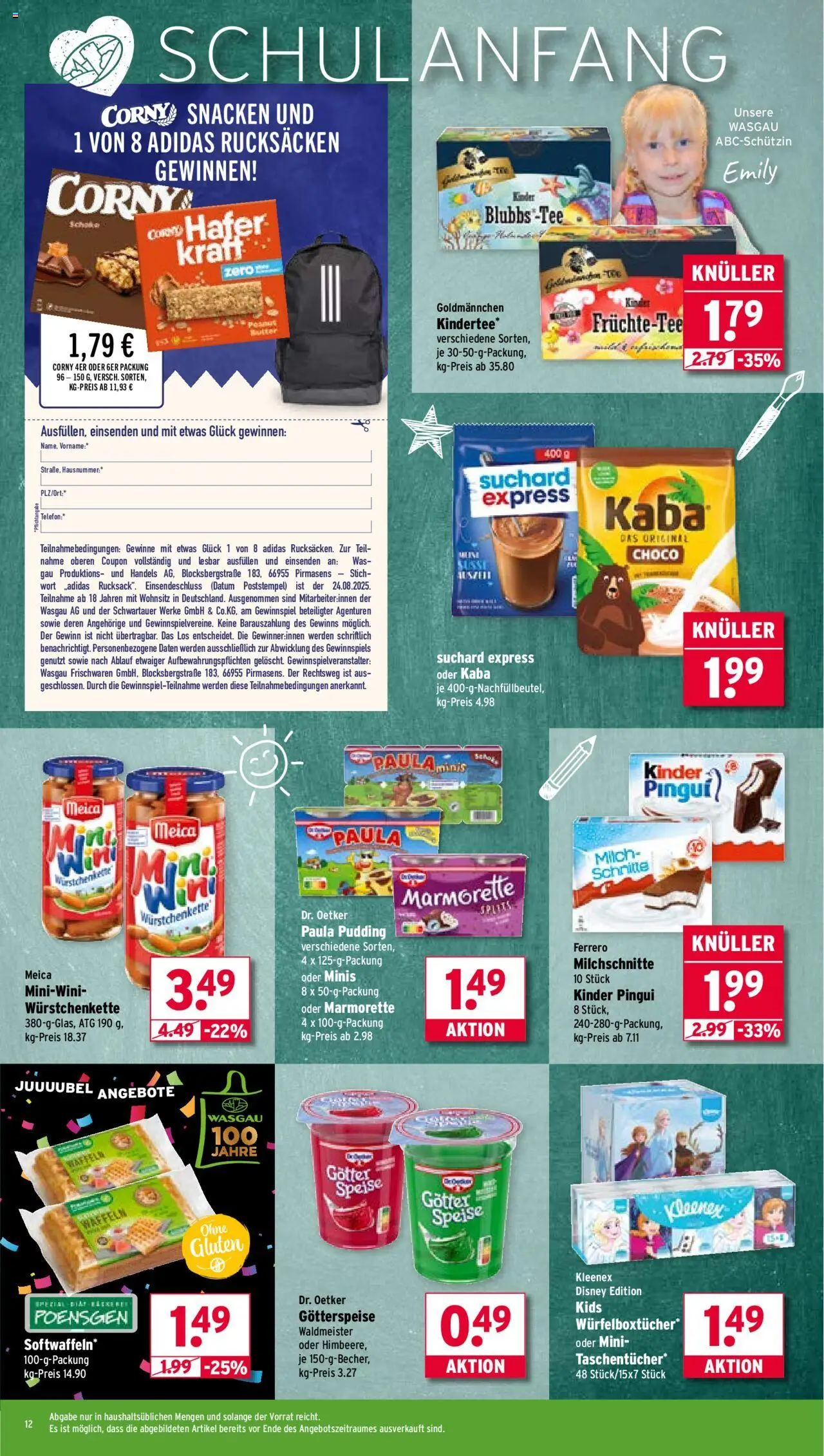 Wasgau Prospekt 	 - gültig ab dem 11.08.2025 | Seite: 12 | Produkte: Pudding, Meica, Waffeln, Telefon
