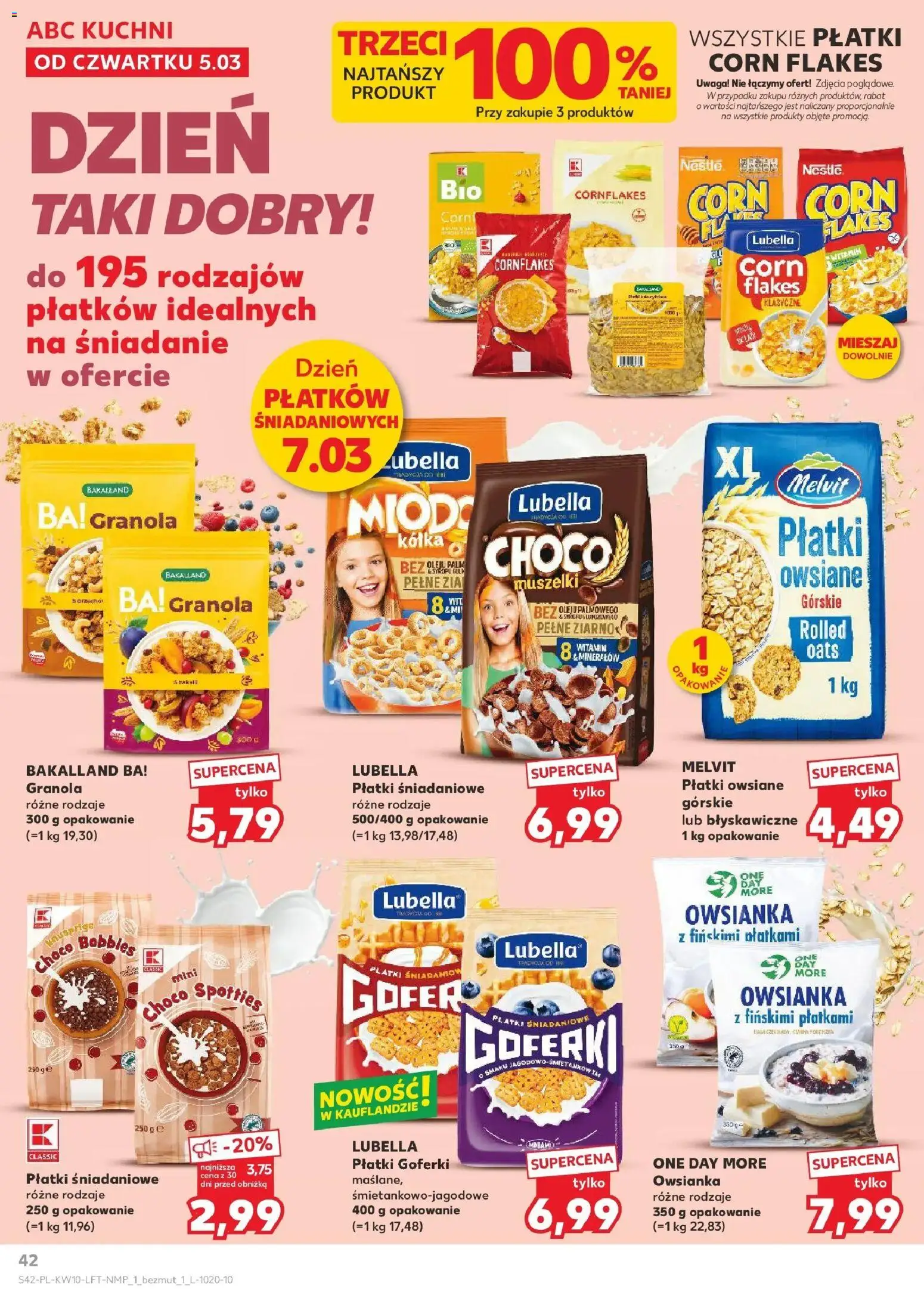 Kaufland gazetka od 05.03.2026 | Strona: 42 | Produkty: Płatki owsiane, Owsianka, Płatki śniadaniowe, Płatki