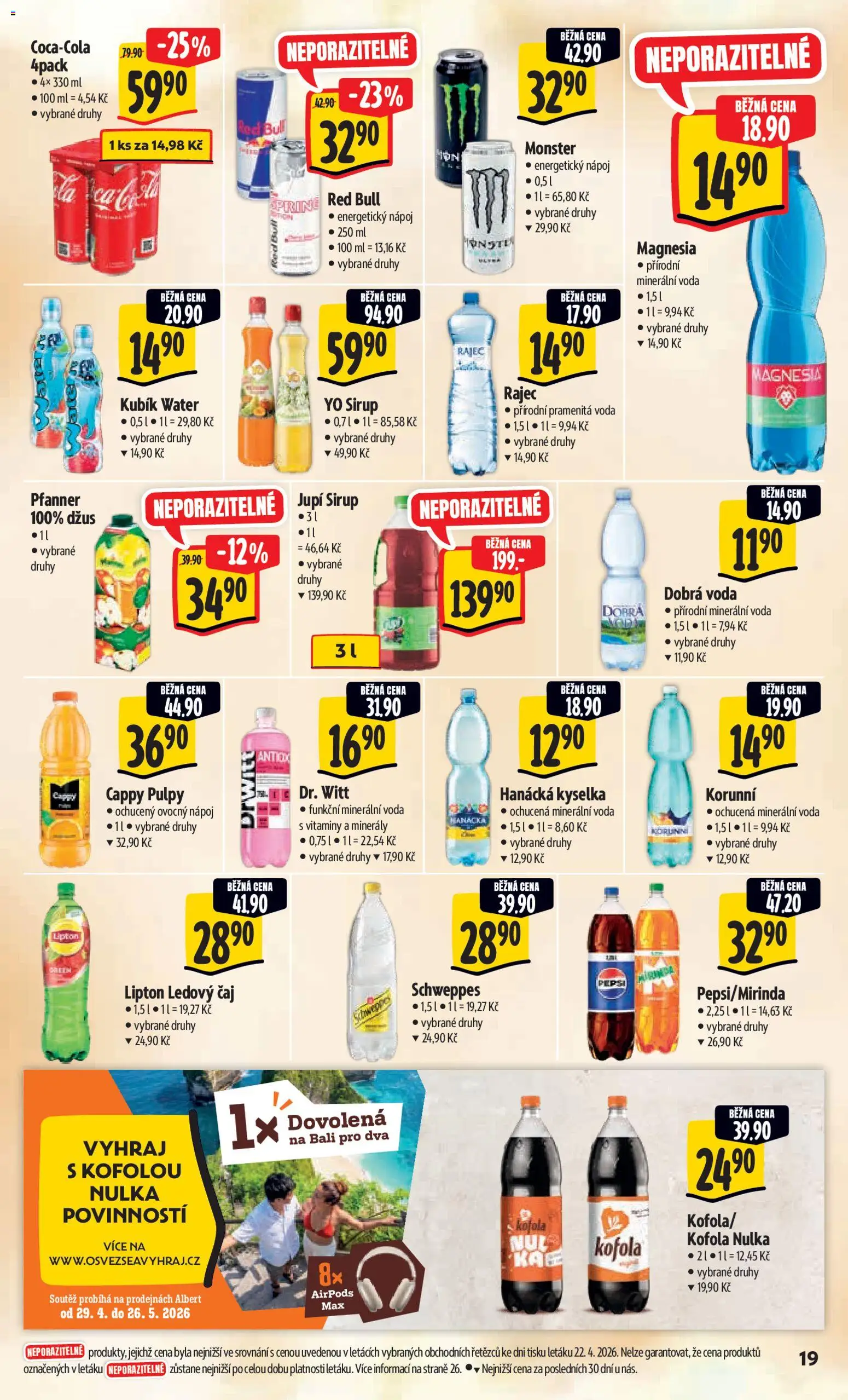 Albert leták - Hypermarket od 29.04.2026 | Strana: 27 | Produkty: Monster, Airpods, Yo sirup, Minerální voda
