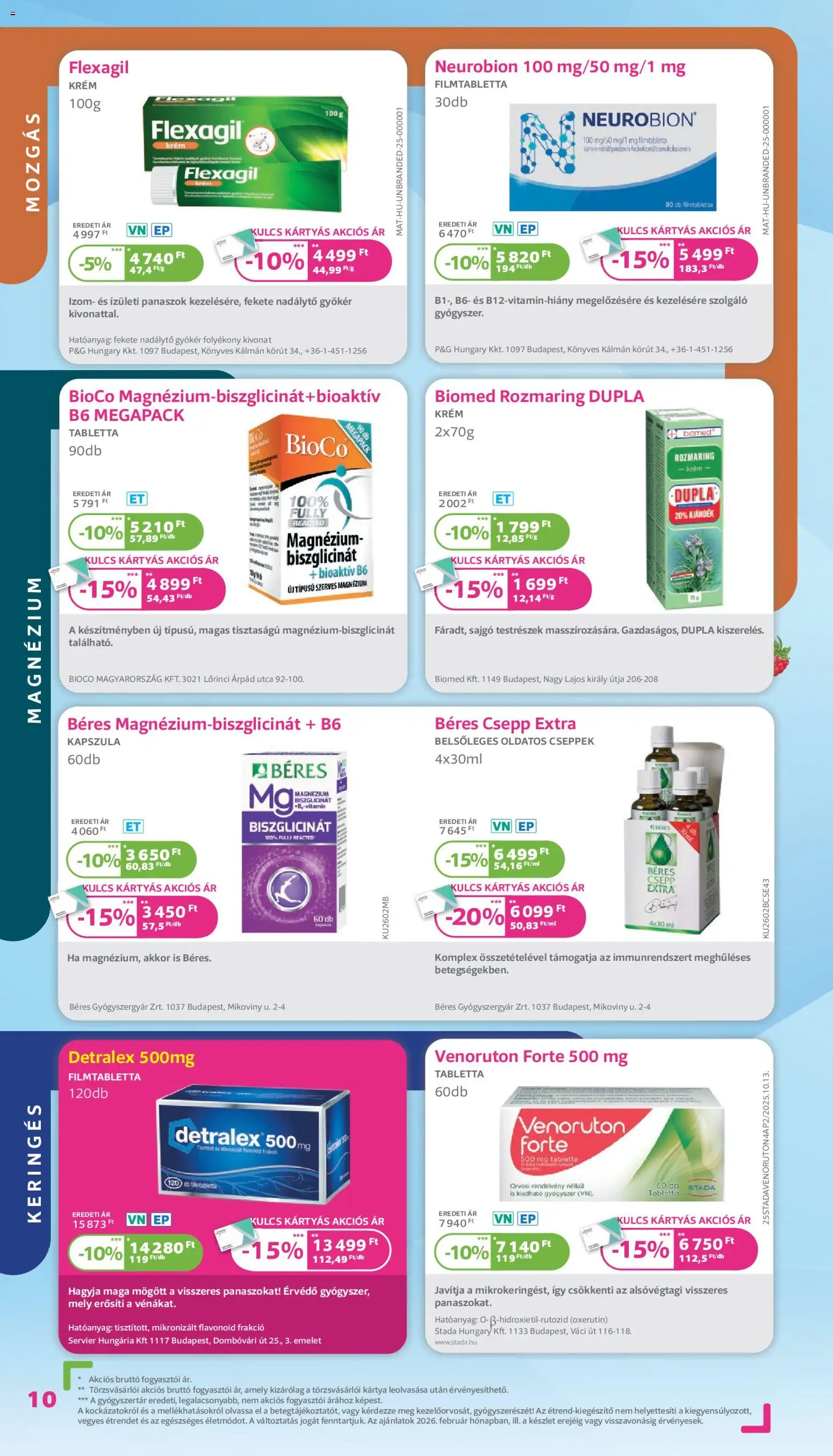 Kulcs Patika akciós ujság - amely érvényes a következő dátumtól: 01.02.2026 | Oldal: 10 | Termékek: Béres csepp