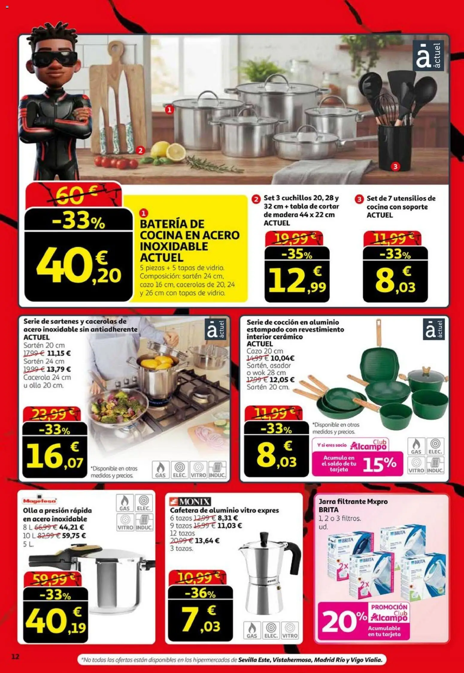 Alcampo -Black Friday │ válido desde el 06.11.2025 | Página: 12 | Productos: Tabla de cortar, Cocina, Cafetera, Batería