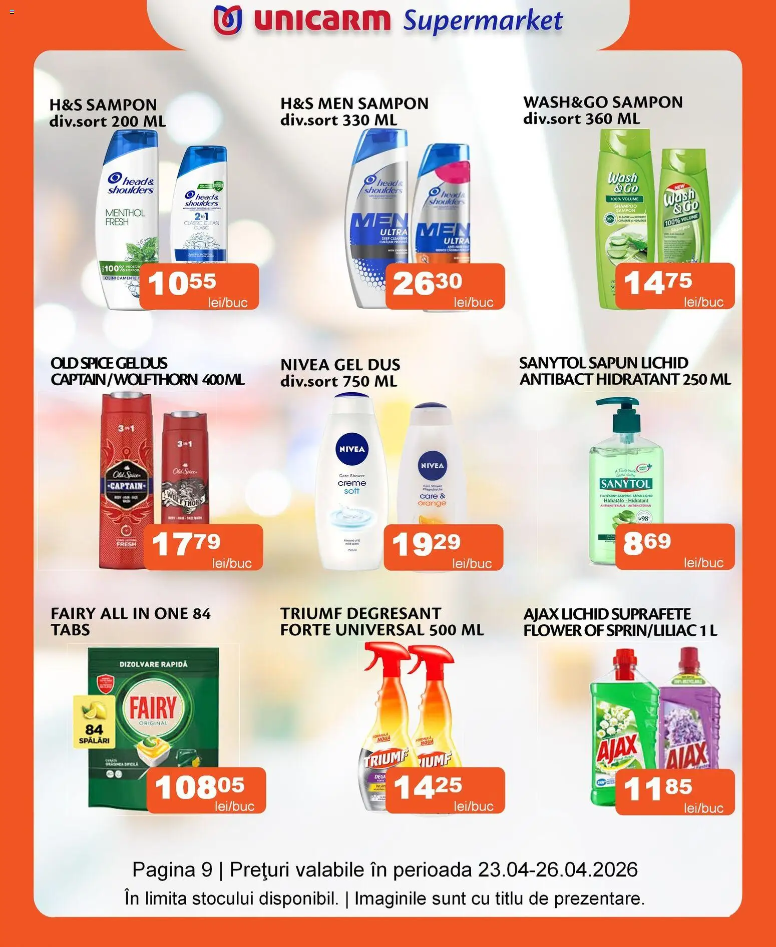 Noul catalog Unicarm – valabil de la 23.04.2026 | Pagină: 9 | Produse: Kısırlaştırılmış Kedi Maması, Șampon, Săpun, Săpun lichid