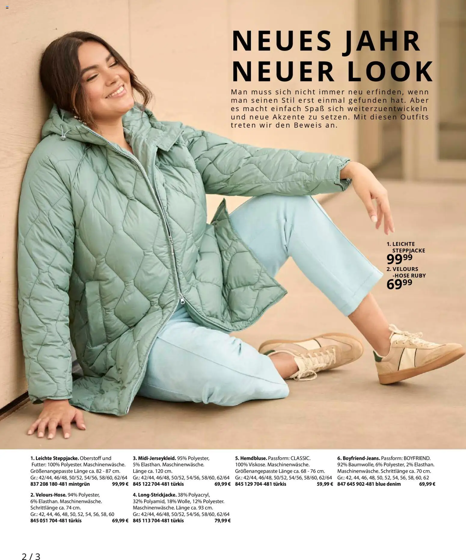 Ulla Popken Prospekt 	 – gültig ab 01.01.2026 | Seite: 2 | Produkte: Steppjacke, Hose
