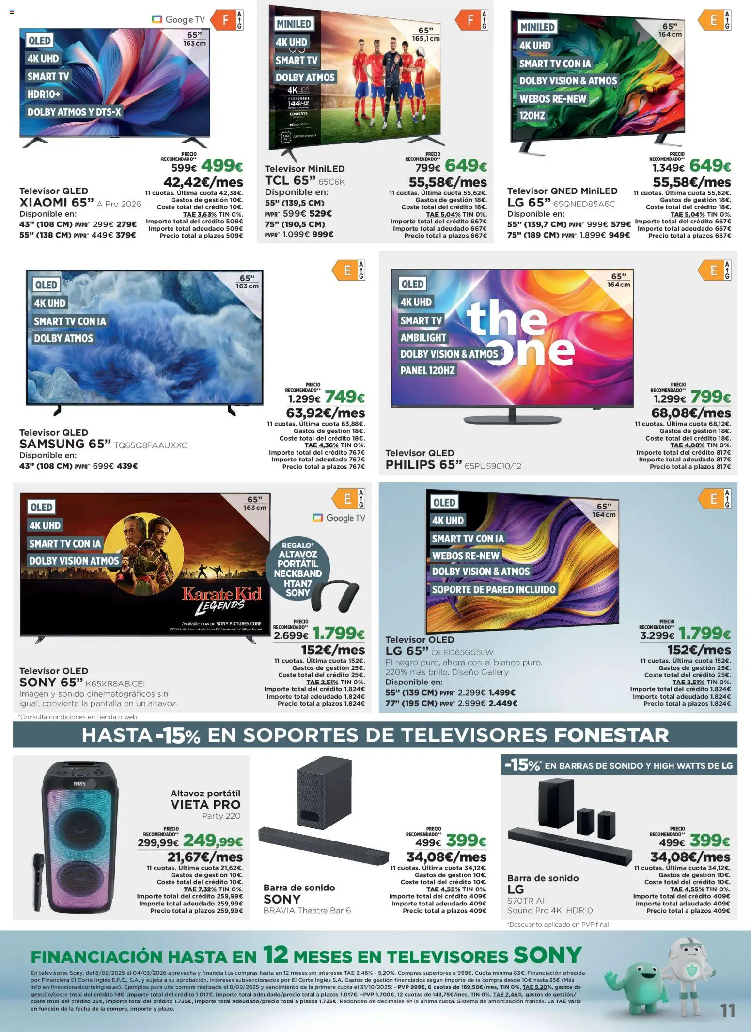 El Corte Inglés ofertas │ válido desde el 23.02.2026 | Página: 11 | Productos: Barras de sonido, Καλαμάρι, Televisor, Altavoz