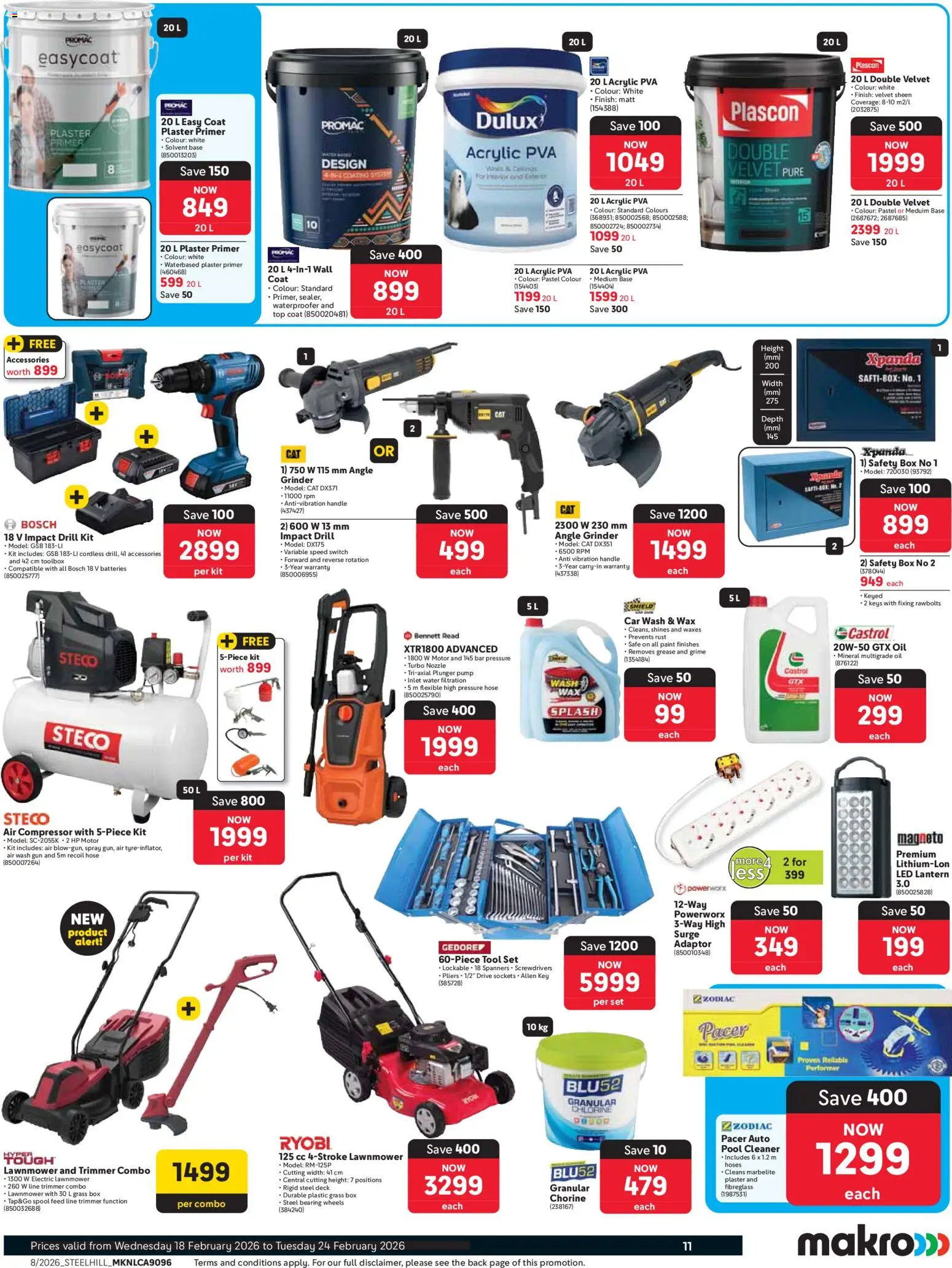 New Makro catalogue – valid from 18.02.2026 | Page: 11 | Products: Lantern, Car wash, Angle grinder, Water